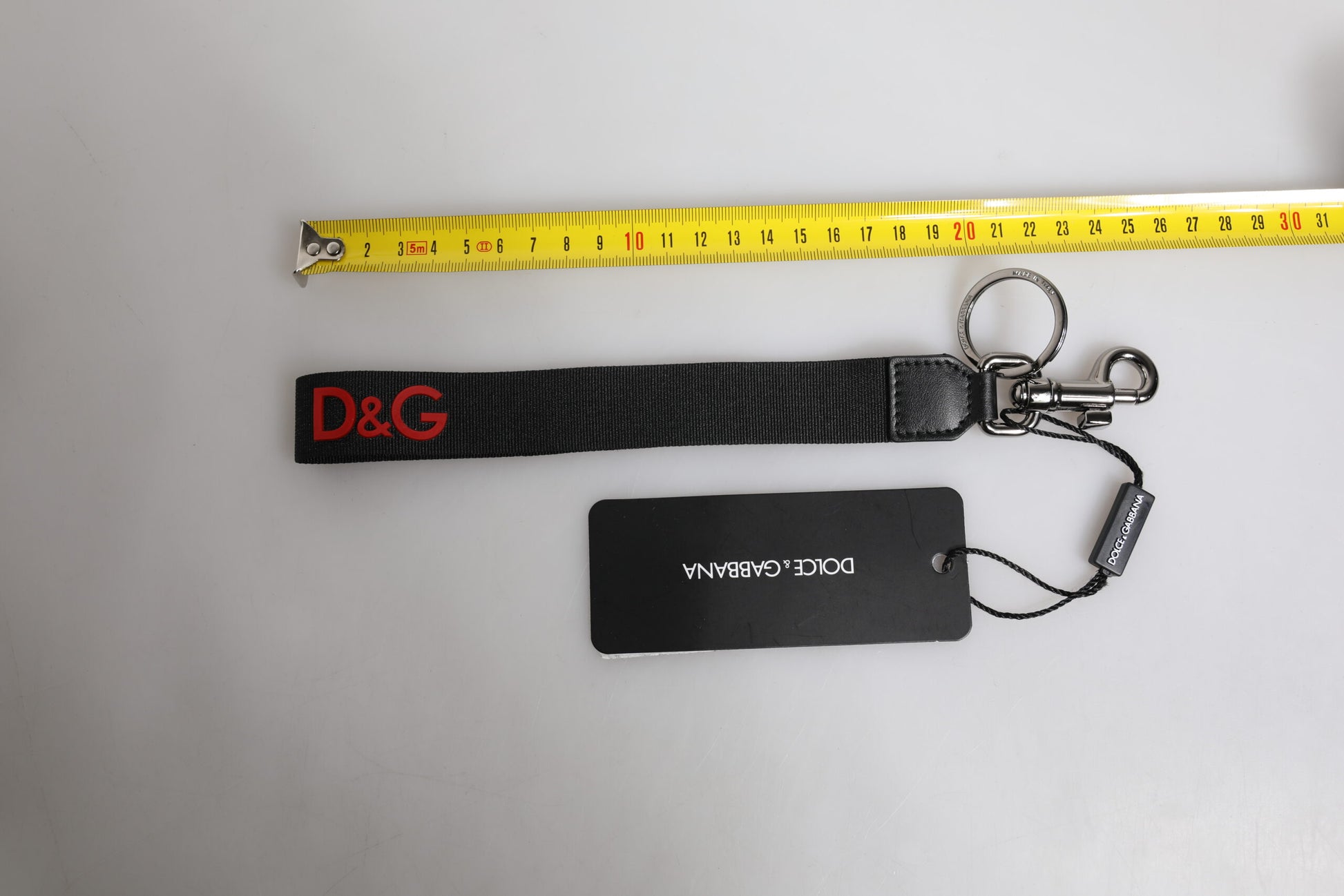 Dolce & Gabbana Black Logo Nylon Silver Brass Men Holder Keychain Keyring Dolce & Gabbana