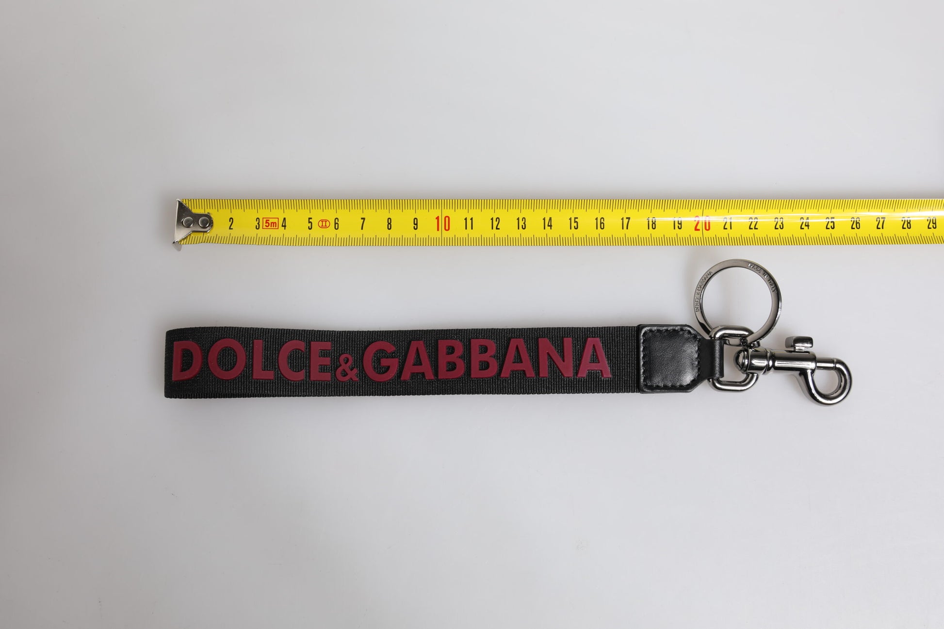 Dolce & Gabbana Black Logo Nylon Silver Brass Men Holder Keychain Keyring Dolce & Gabbana