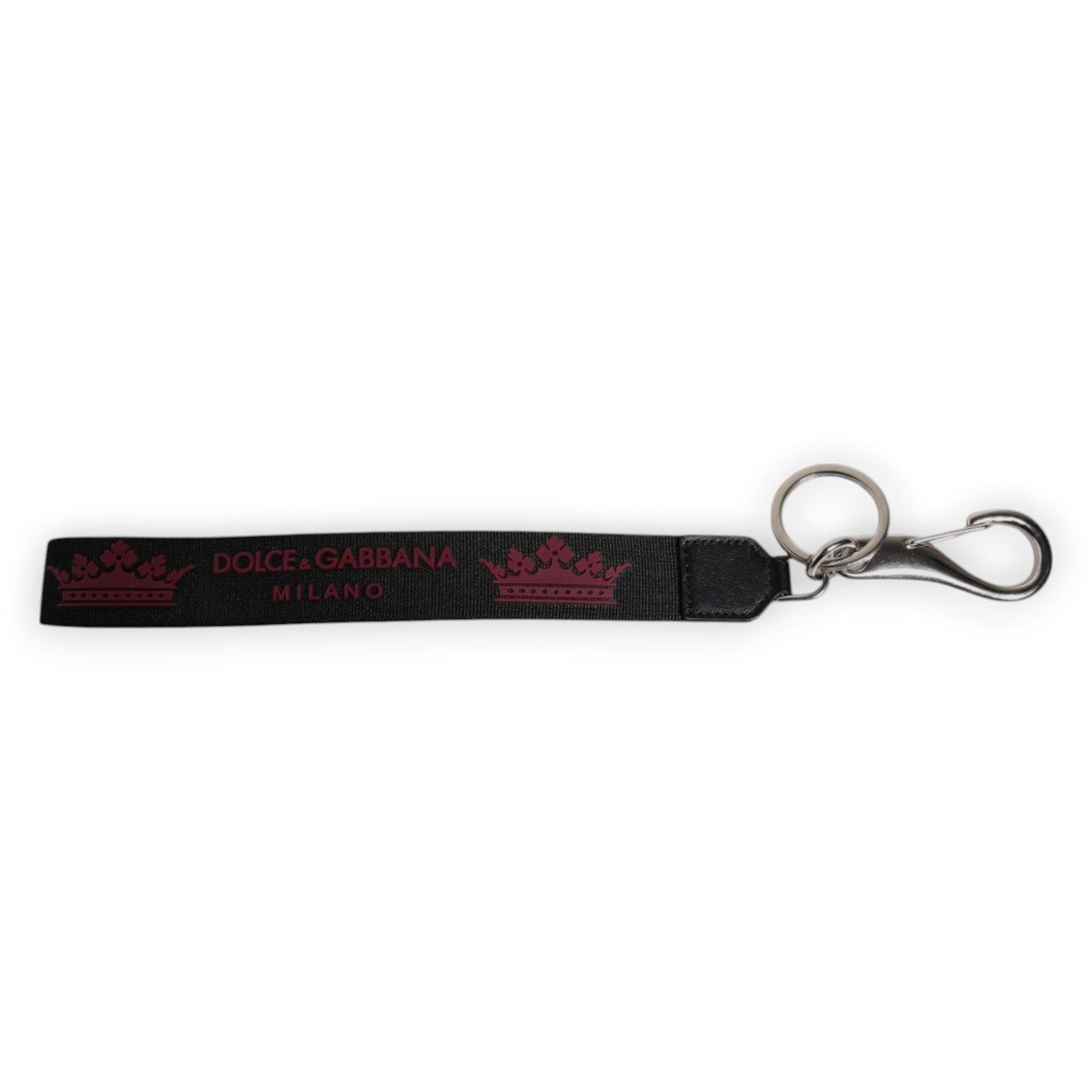 Dolce & Gabbana Black Nylon Logo DG Crown Men's Holder Keychain Keyring Dolce & Gabbana