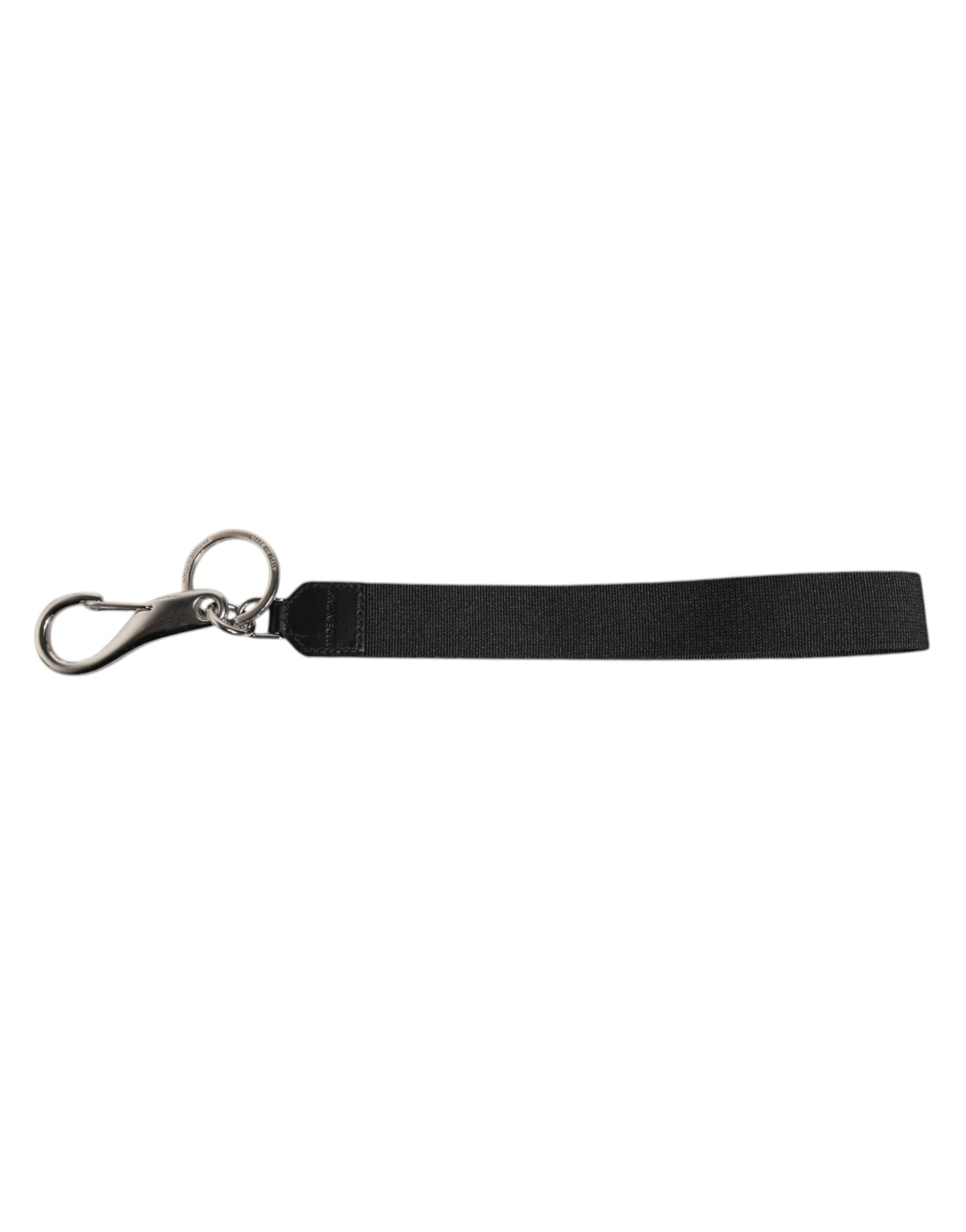 Dolce & Gabbana Black Nylon Logo DG Crown Men's Holder Keychain Keyring Dolce & Gabbana