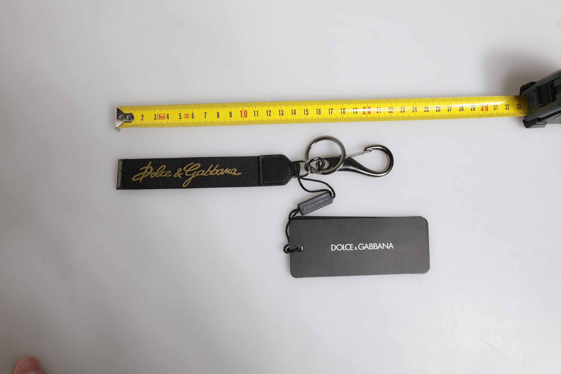 Dolce & Gabbana Black Logo Nylon Silver Brass Men Holder Keychain Keyring Dolce & Gabbana