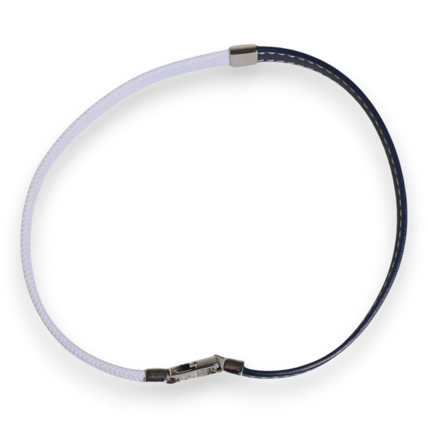 Dolce & Gabbana Blue White Leather Trimmed DG Engraved Silver Tone Clasp Bracelet Dolce & Gabbana