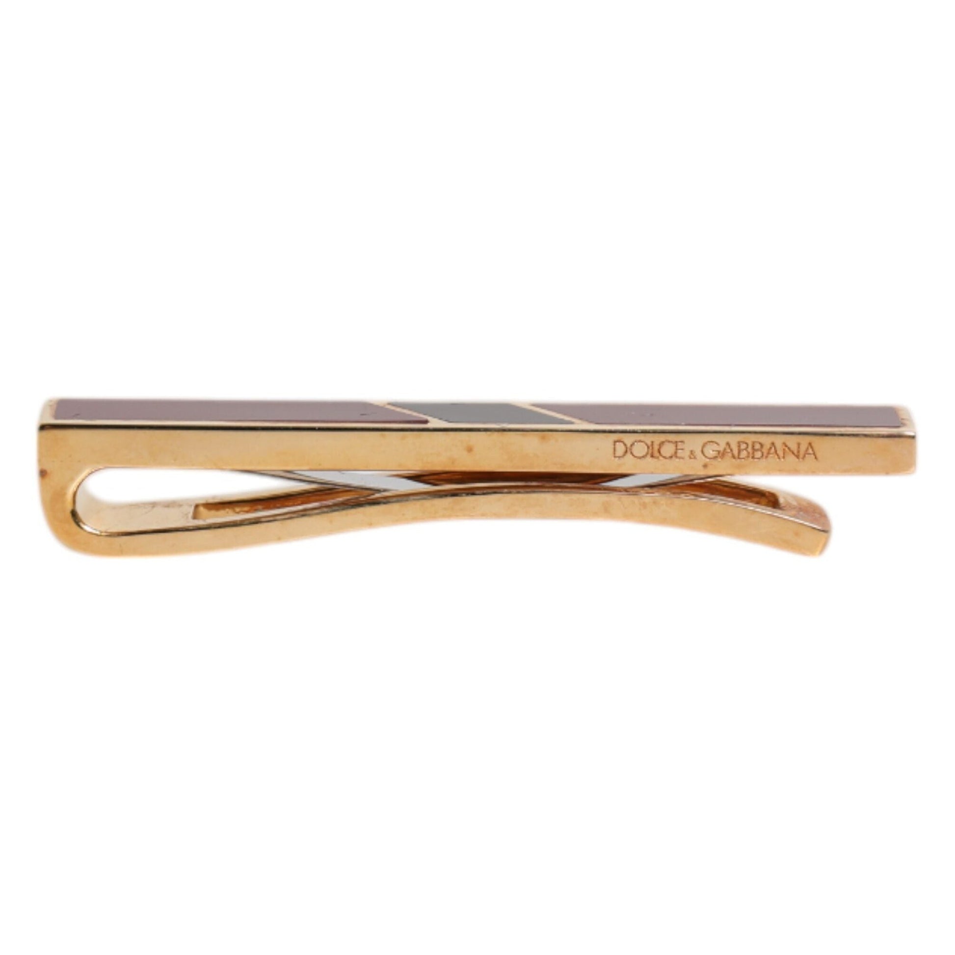 Dolce & Gabbana Multicolor Gold Tone Brass Tie Clip Bar Dolce & Gabbana