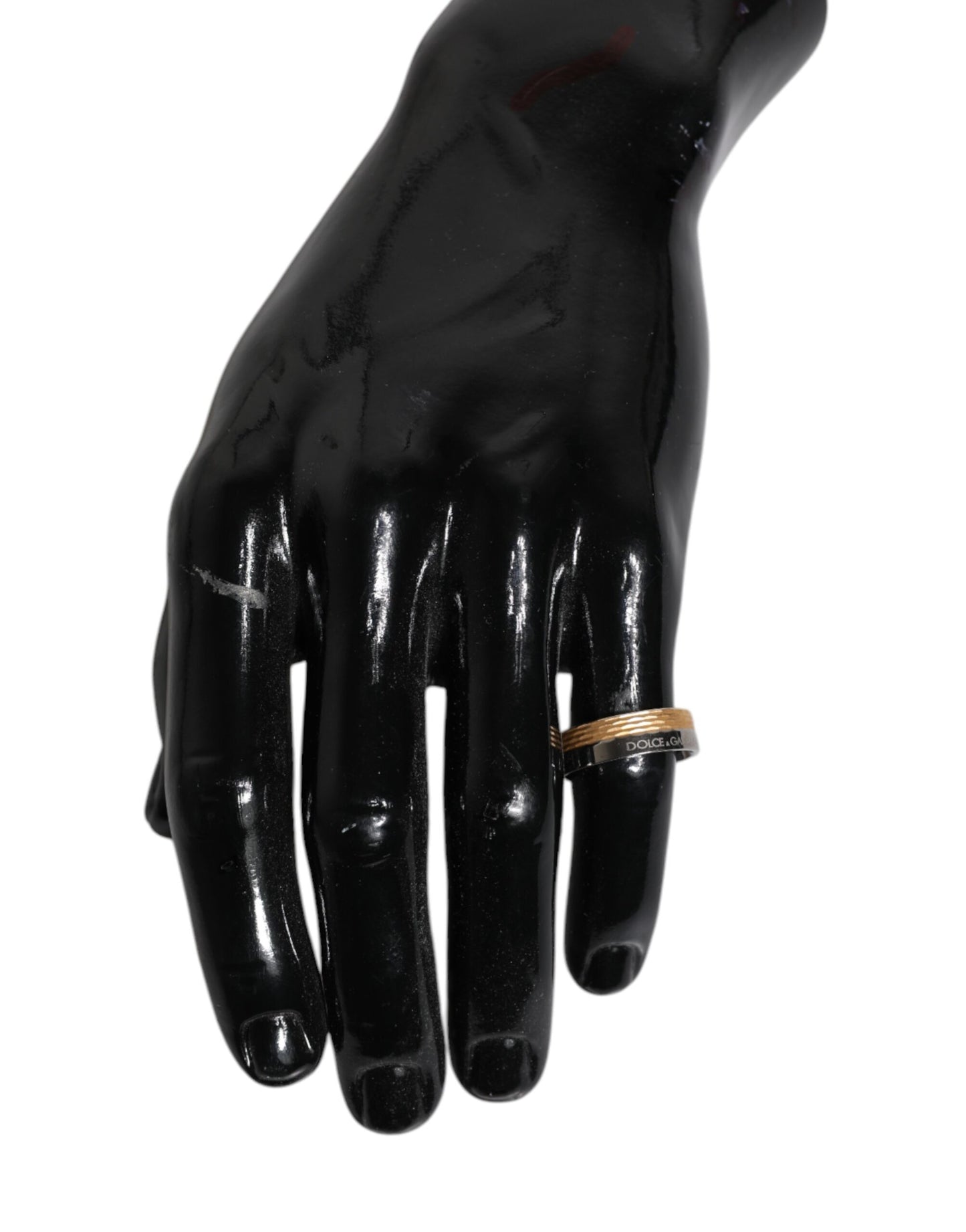 Dolce & Gabbana Gold Silver Tone Real Brass DG Logo Ring Dolce & Gabbana