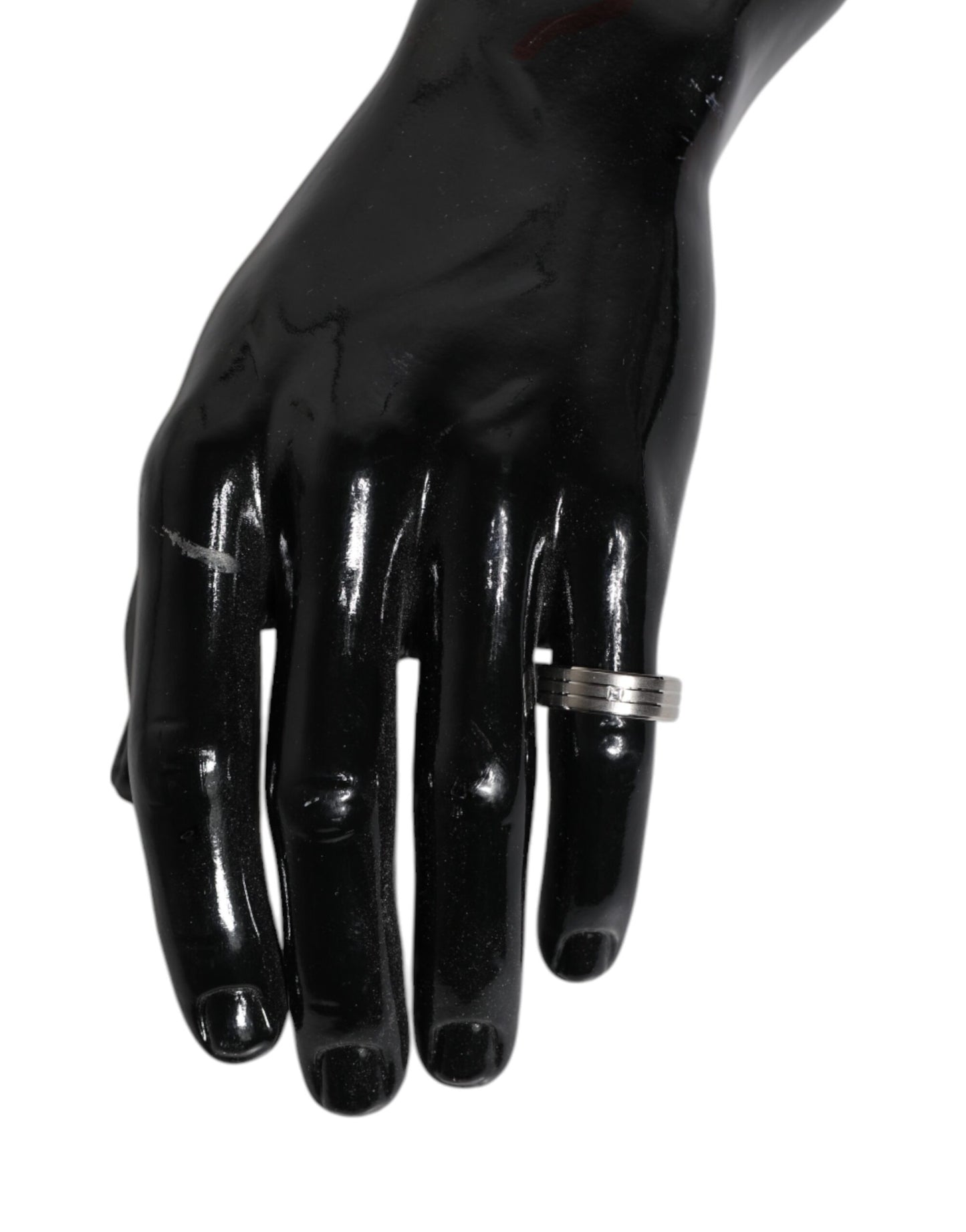 Dolce & Gabbana Silver Tone Brass Clear Crystal DG Logo Ring Dolce & Gabbana