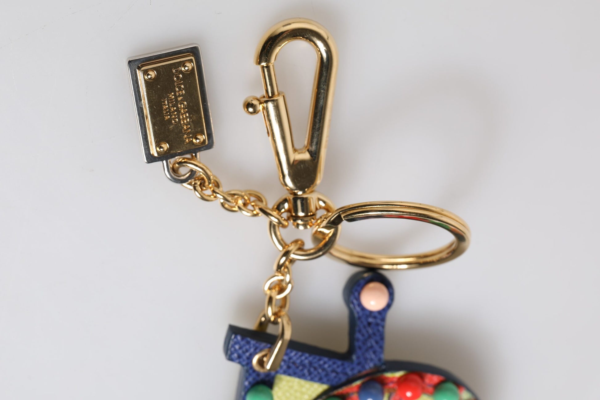 Dolce & Gabbana Multicolor Gold Tone Carretto Keychain Keyring Dolce & Gabbana
