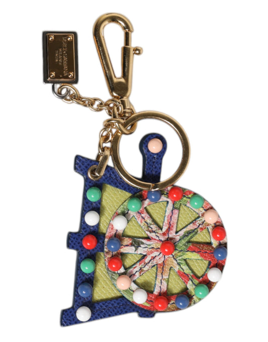 Dolce & Gabbana Multicolor Gold Tone Carretto Keychain Keyring Dolce & Gabbana