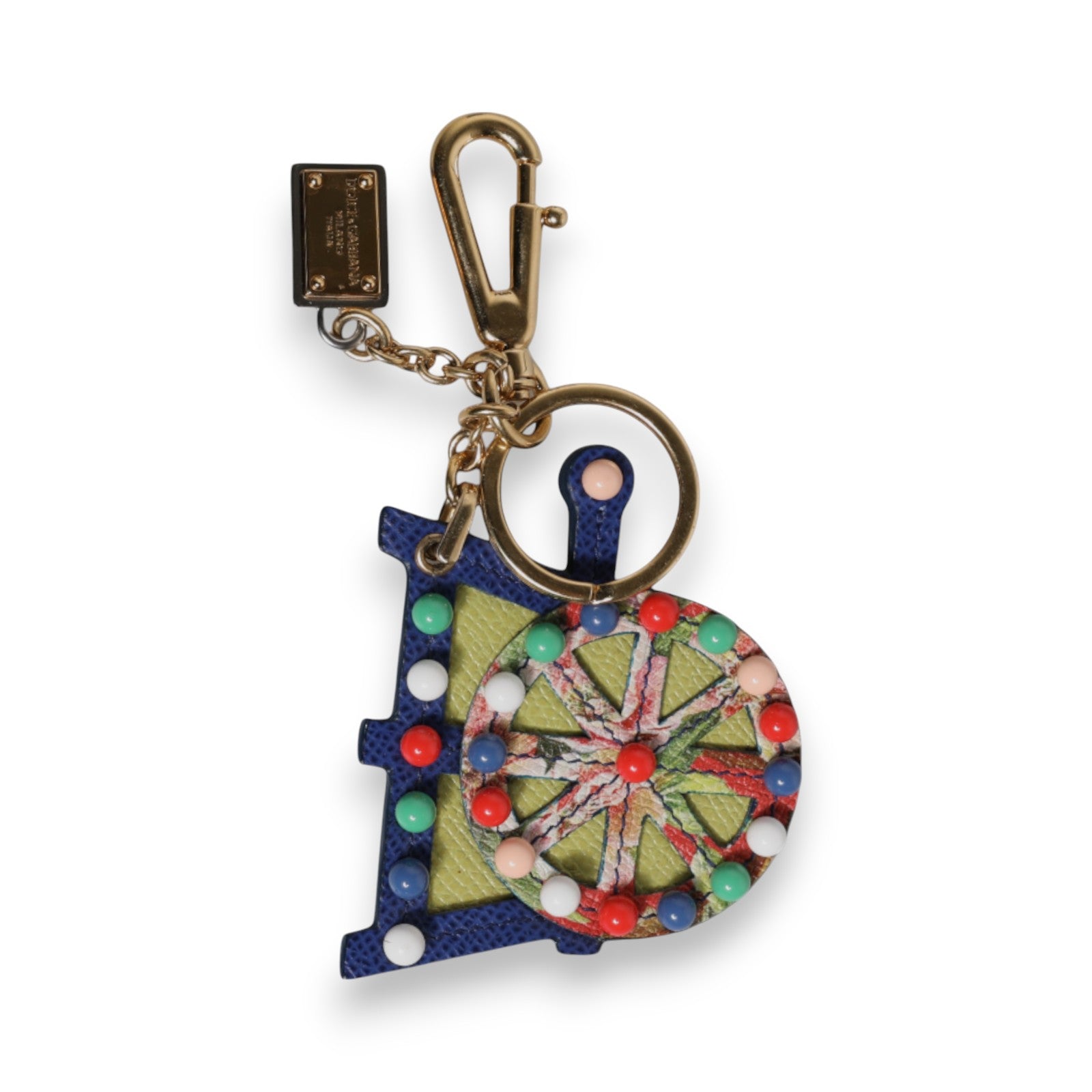 Dolce & Gabbana Multicolor Gold Tone Carretto Keychain Keyring Dolce & Gabbana