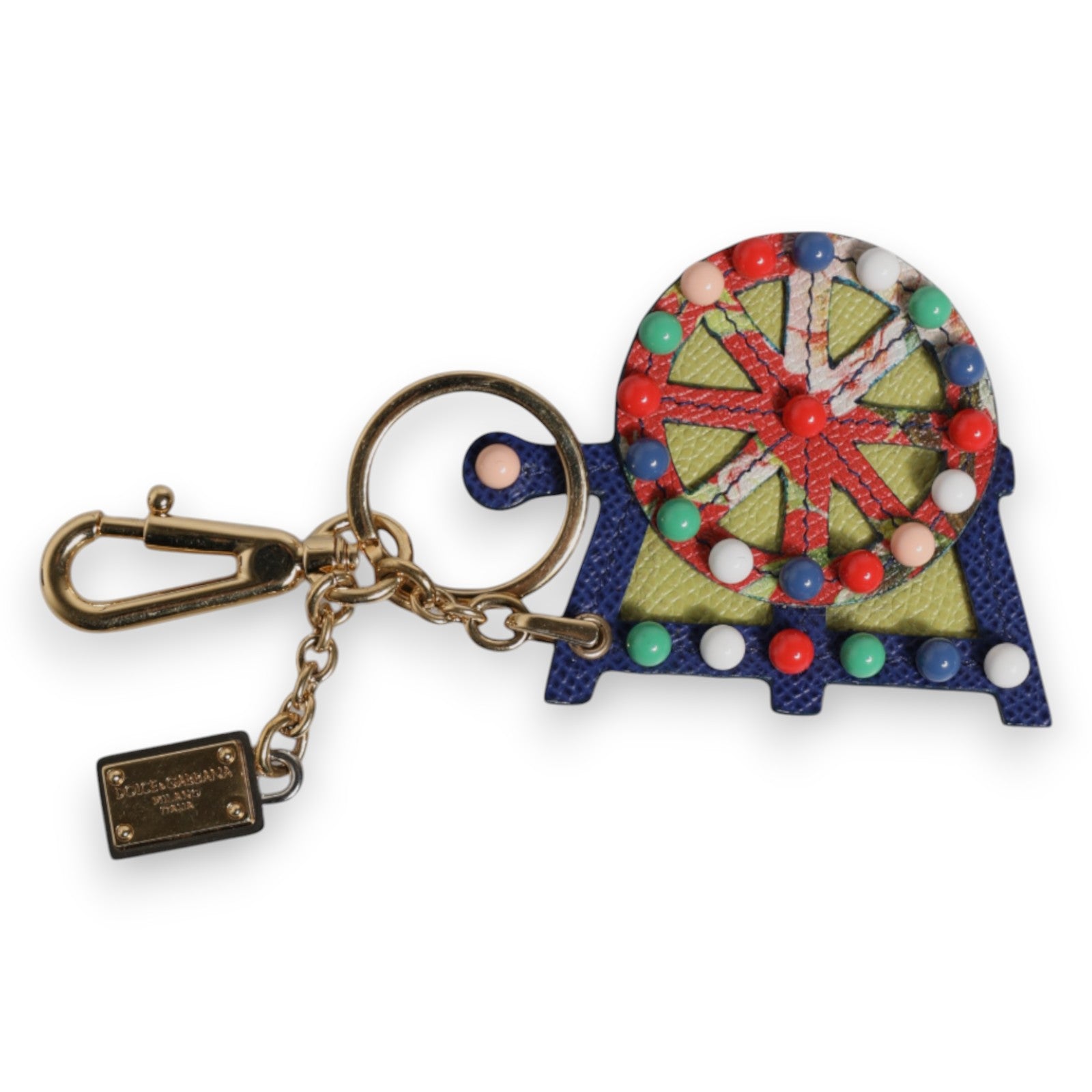 Dolce & Gabbana Multicolor Gold Tone Carretto Keychain Keyring Dolce & Gabbana