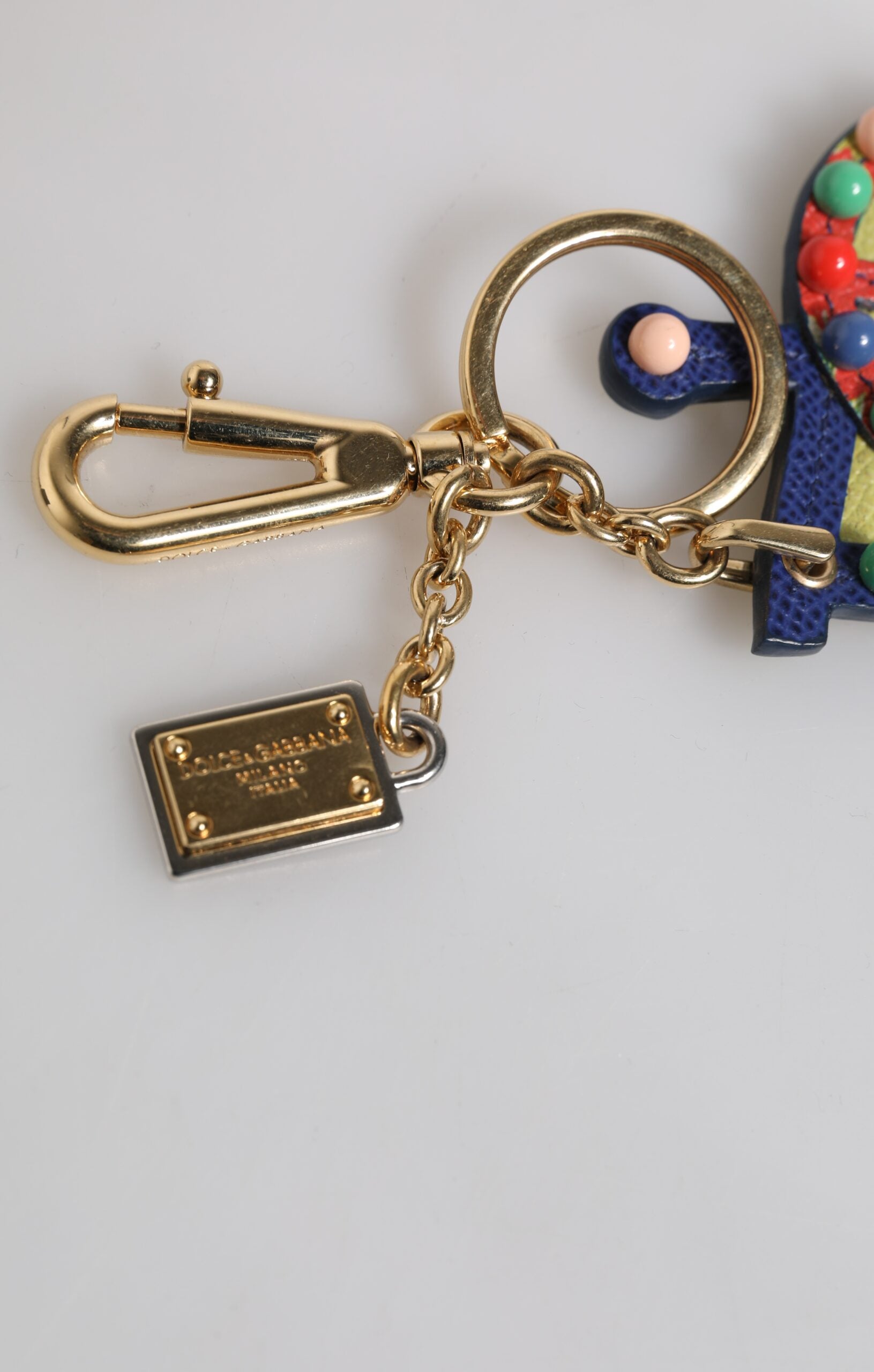 Dolce & Gabbana Multicolor Gold Tone Carretto Keychain Keyring Dolce & Gabbana