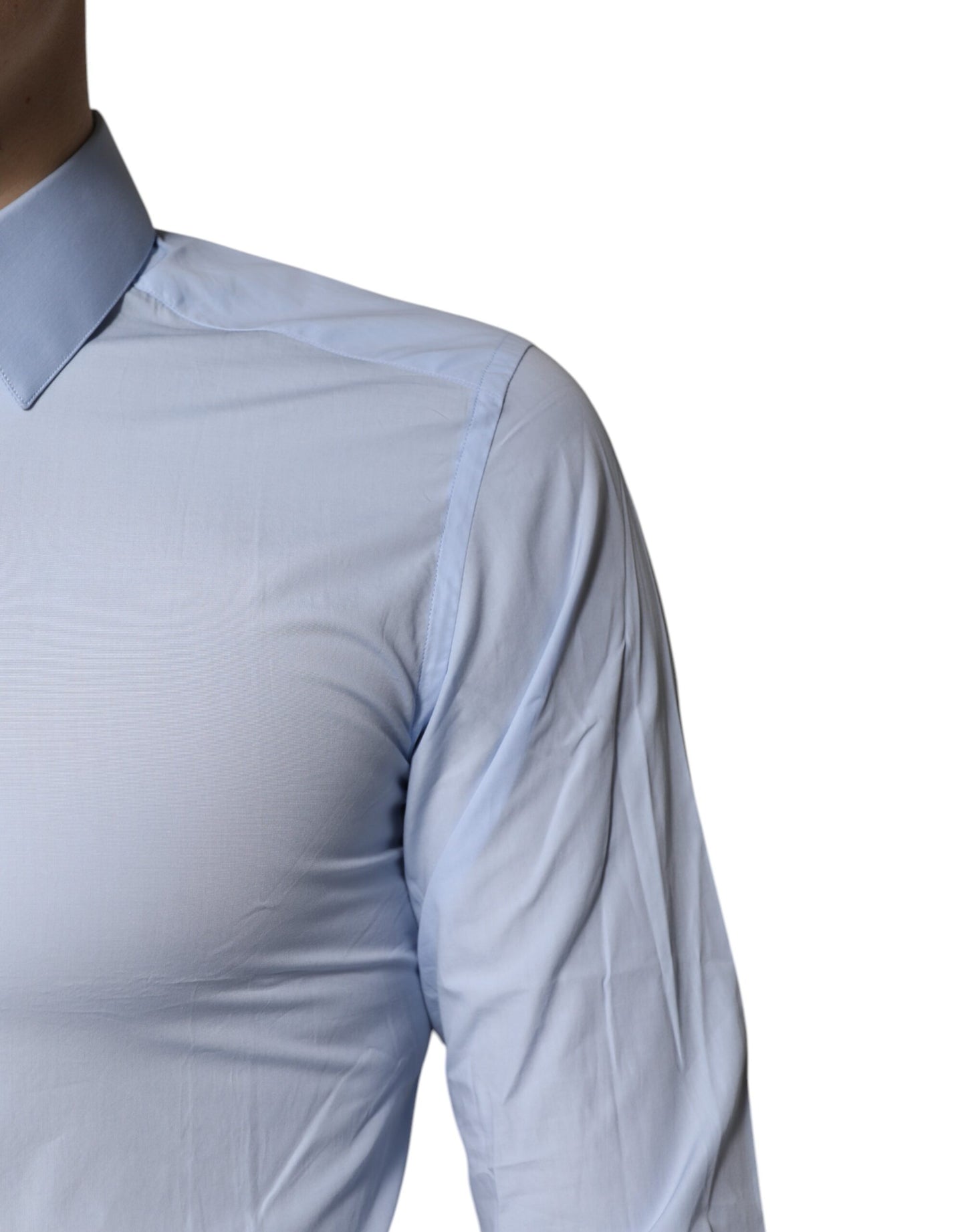 Dolce & Gabbana Light Blue Cotton GOLD Dress Formal Shirt Dolce & Gabbana