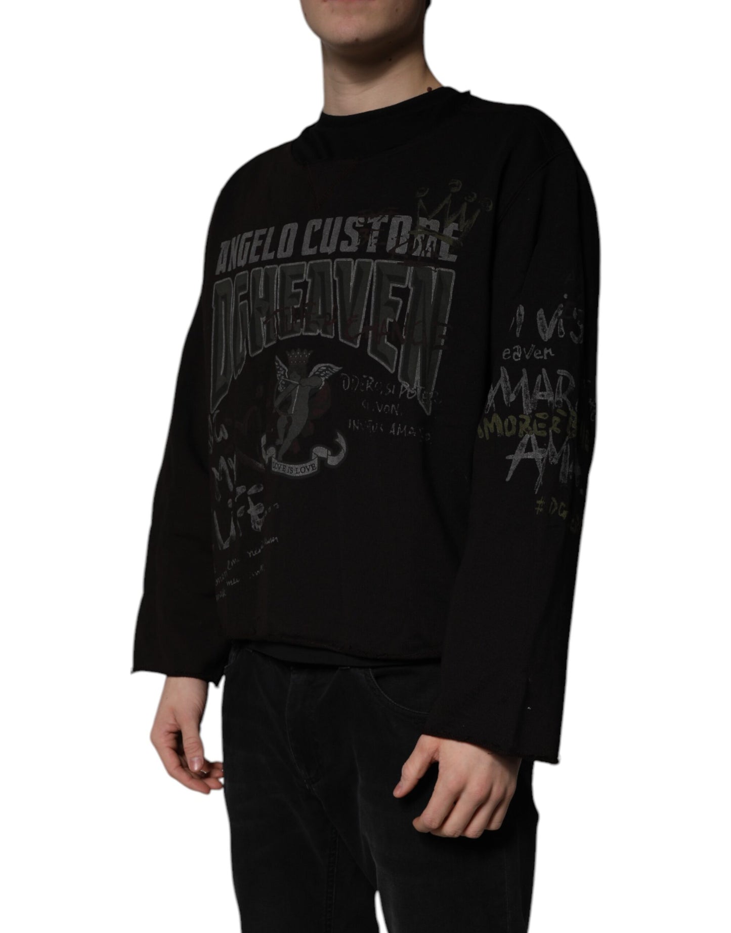 Dolce & Gabbana Black DG Heaven Crew Neck Pullover Sweater Dolce & Gabbana