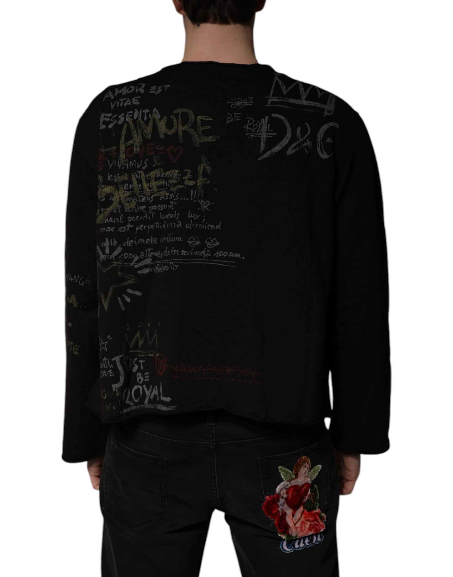 Dolce & Gabbana Black DG Heaven Crew Neck Pullover Sweater Dolce & Gabbana