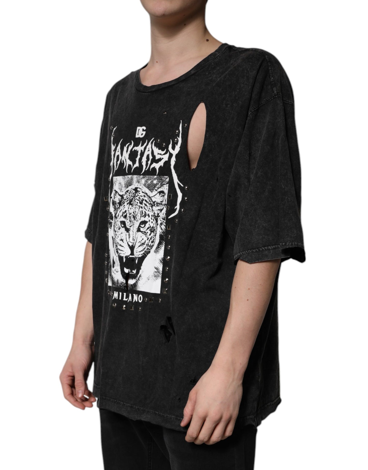 Dolce & Gabbana Black Graphic Print Cotton Crew Neck T-shirt Dolce & Gabbana