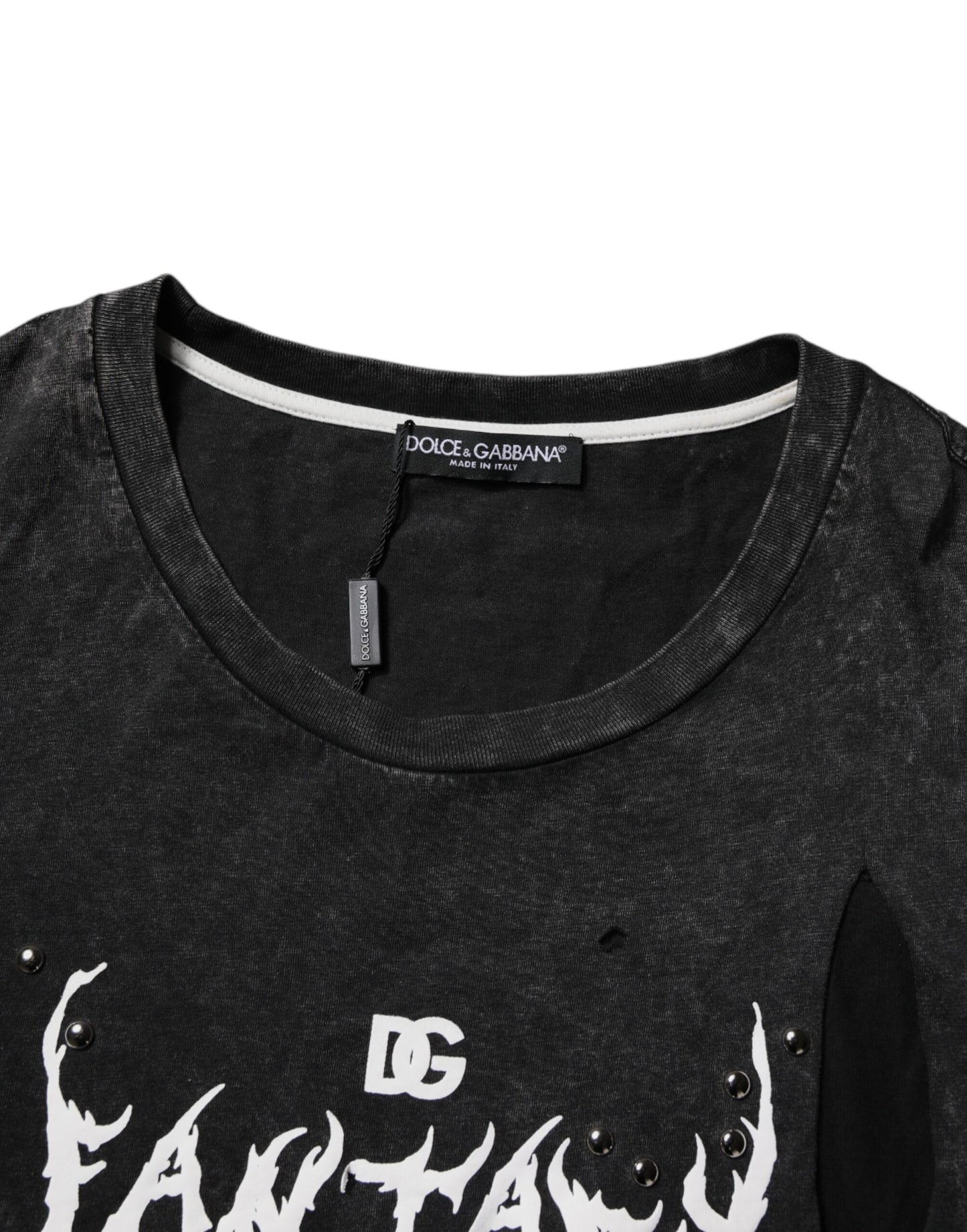 Dolce & Gabbana Black Graphic Print Cotton Crew Neck T-shirt Dolce & Gabbana