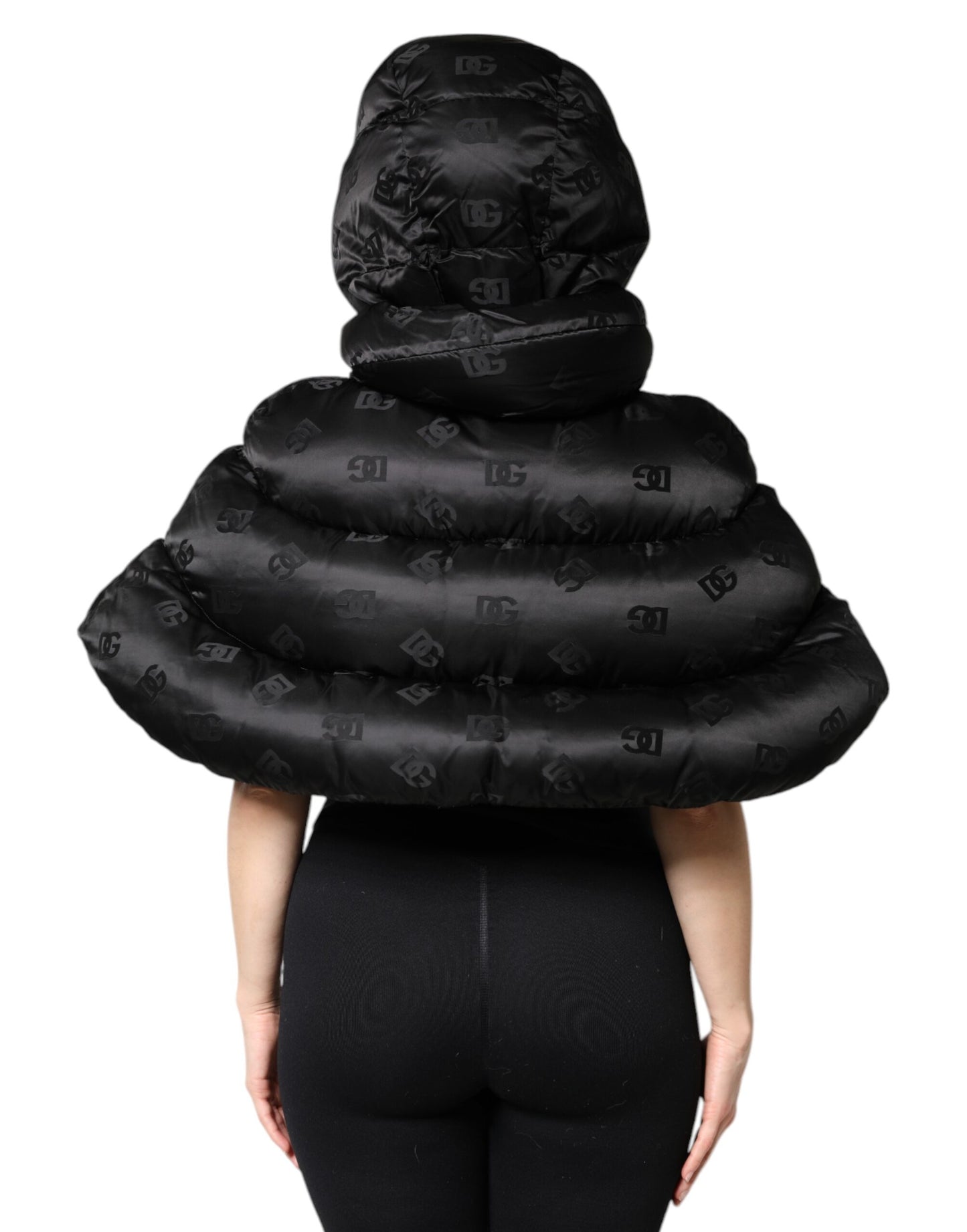 Dolce & Gabbana Black Padded Puffer Hooded Full Zip Cropped Jacket Dolce & Gabbana