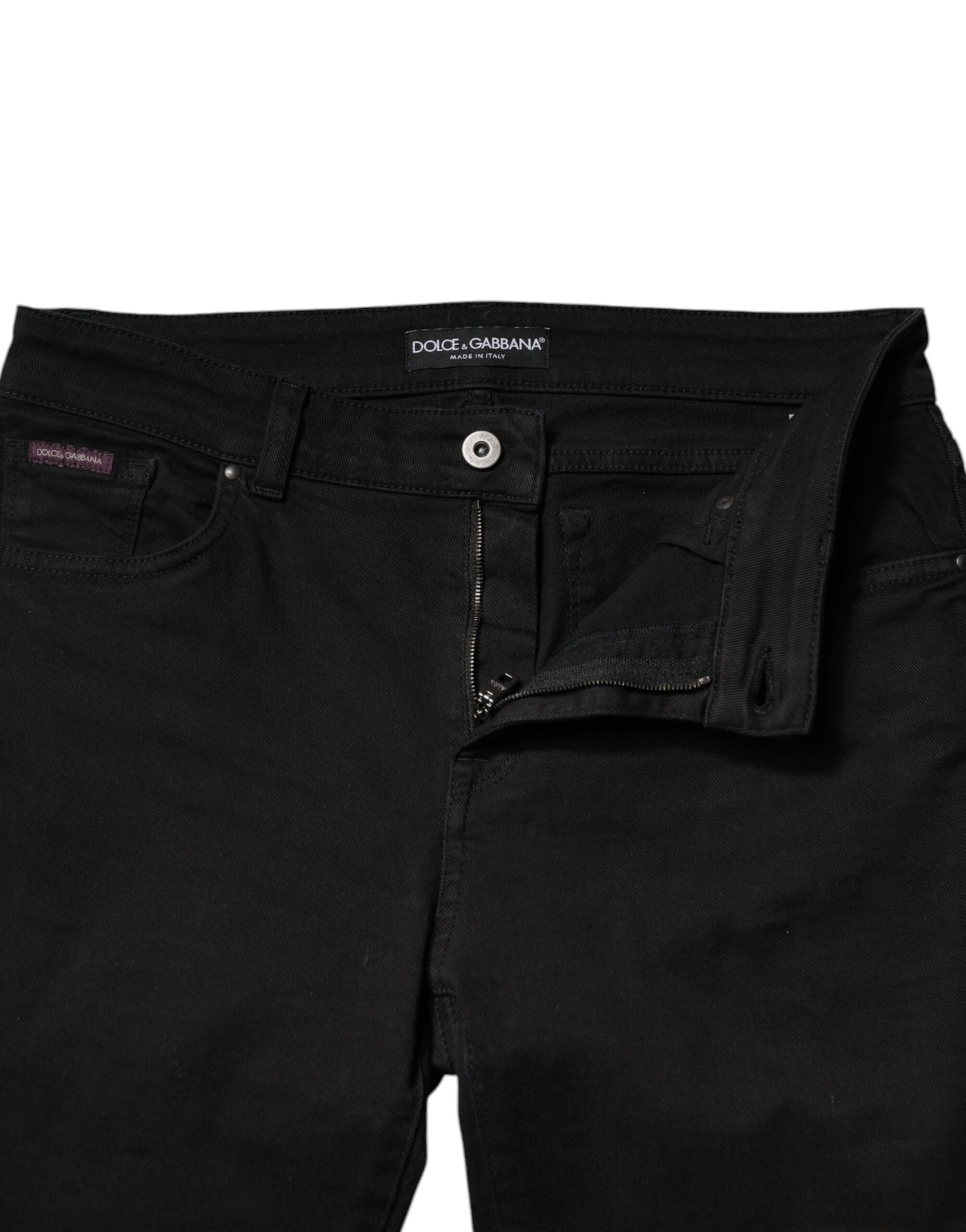 Dolce & Gabbana Black Cotton Mid Waisted Skinny Denim Jeans Dolce & Gabbana