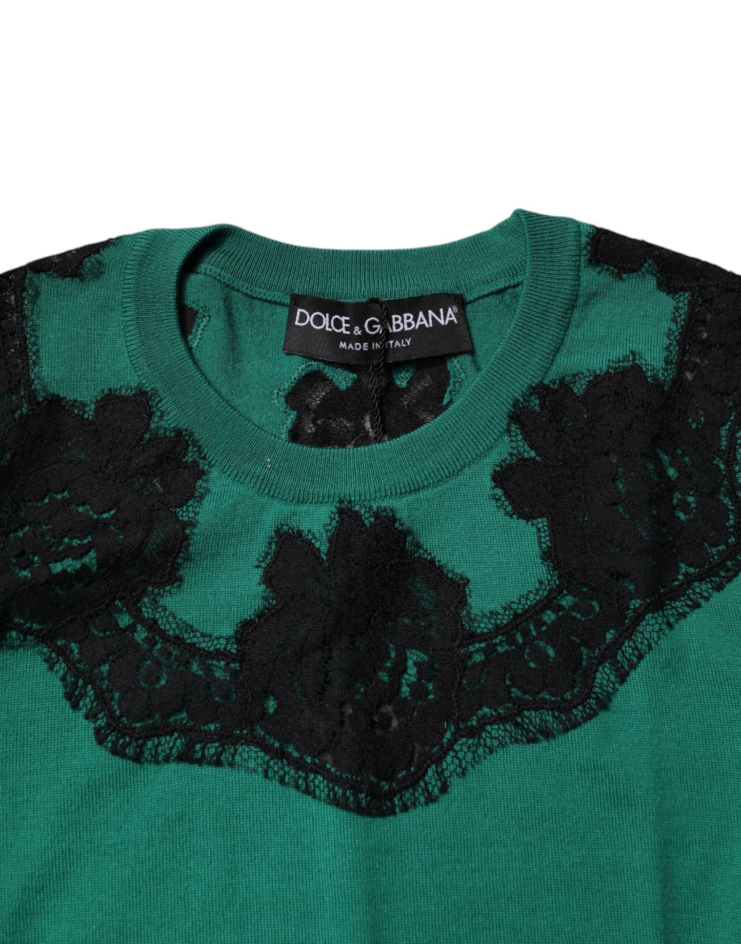 Dolce & Gabbana Green Wool Lace Detail Sleeveless Tank Top Dolce & Gabbana