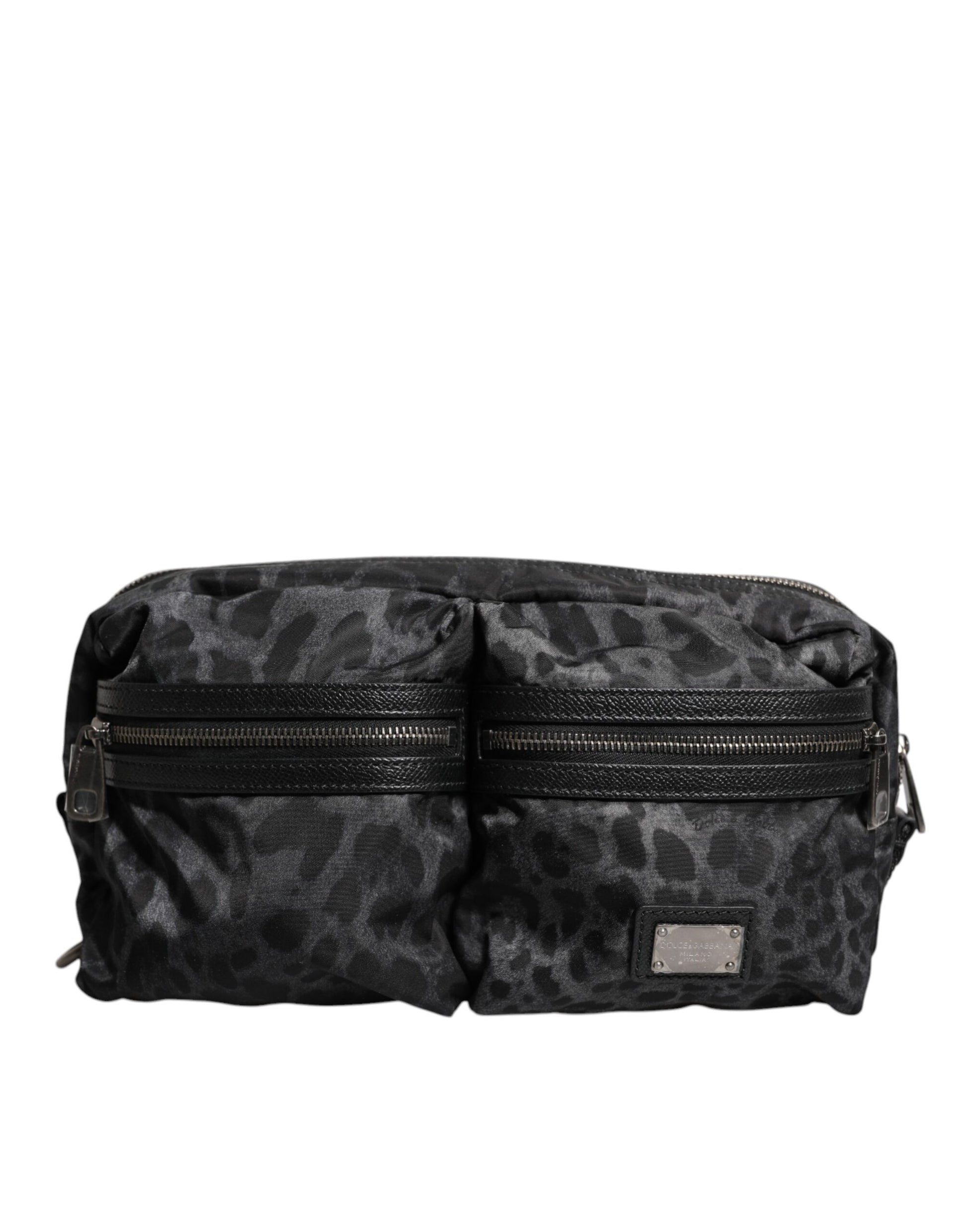Dolce & Gabbana Black Gray Leopard DG Logo Belt Waist Fanny Pack Bag Dolce & Gabbana