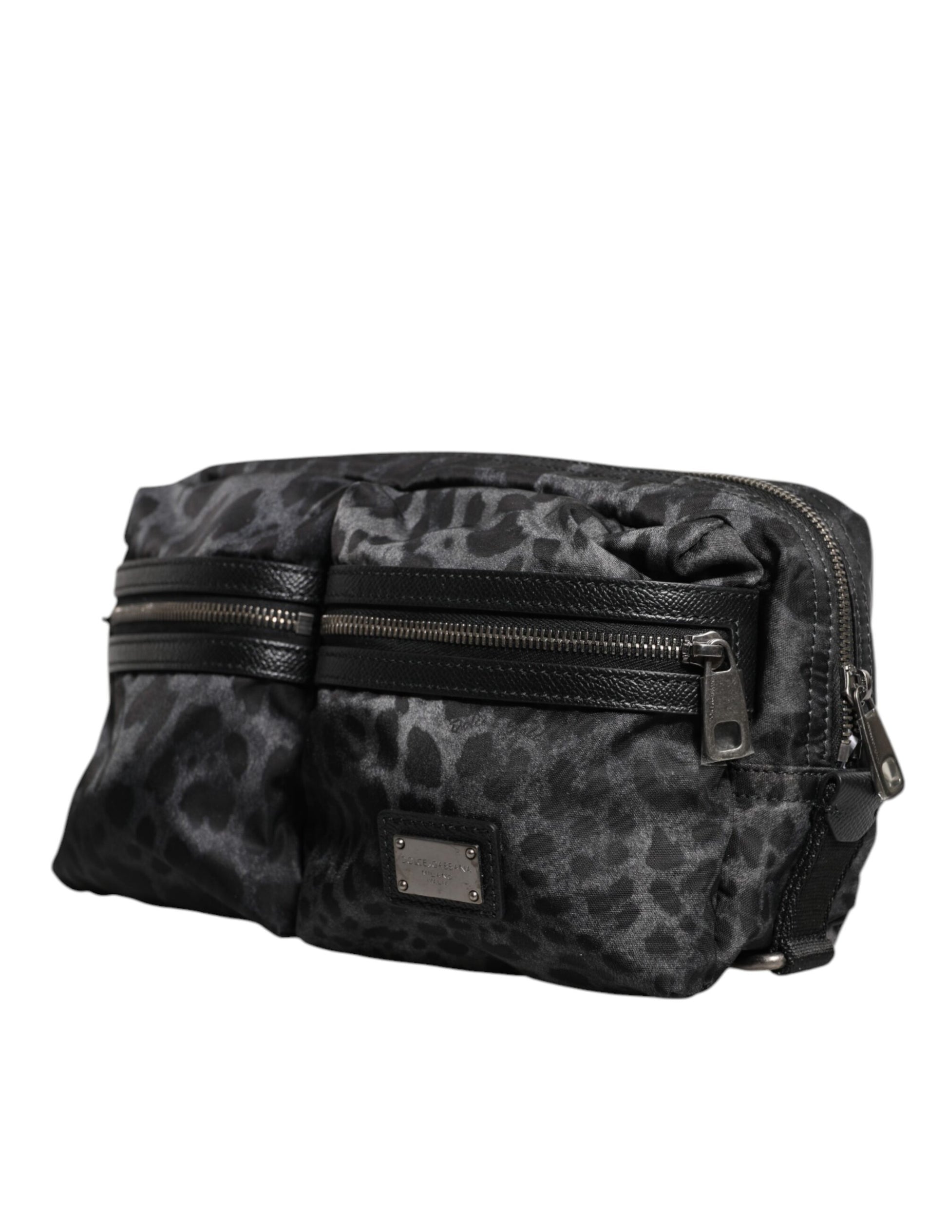 Dolce & Gabbana Black Gray Leopard DG Logo Belt Waist Fanny Pack Bag Dolce & Gabbana
