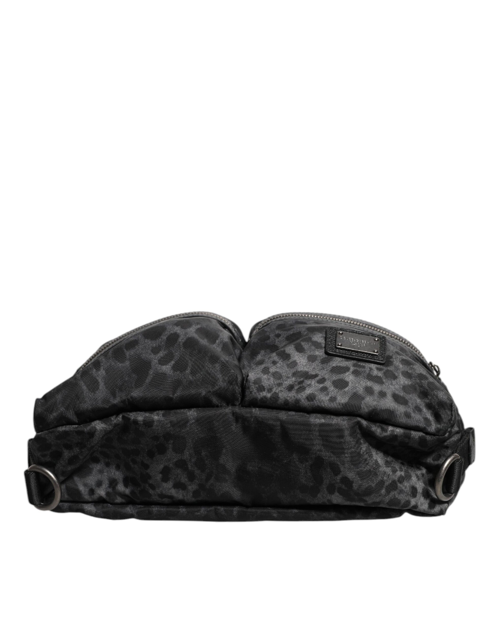 Dolce & Gabbana Black Gray Leopard DG Logo Belt Waist Fanny Pack Bag Dolce & Gabbana