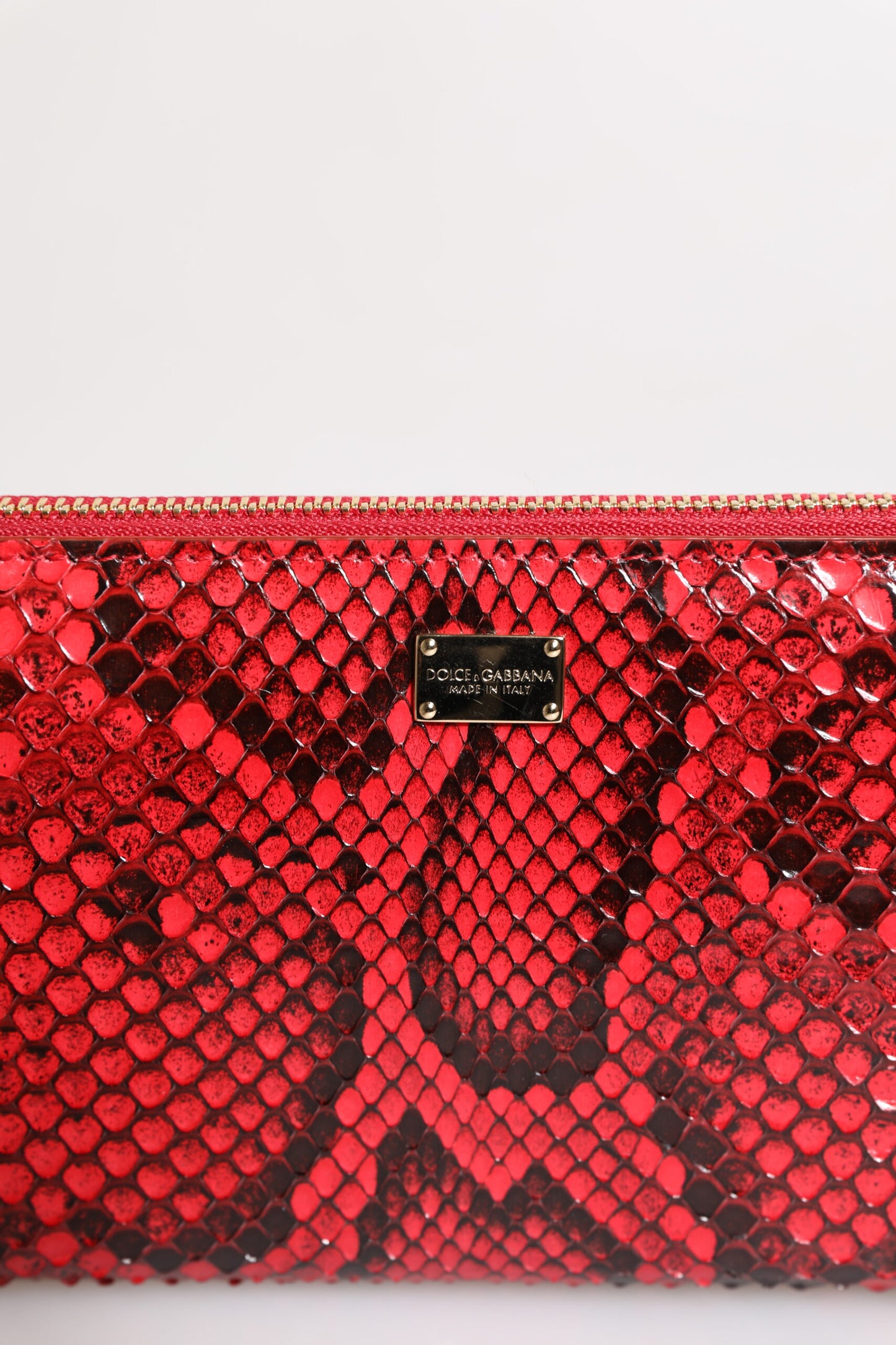 Dolce & Gabbana Red Exotic Leather Zip Around Continental Clutch Wallet Dolce & Gabbana