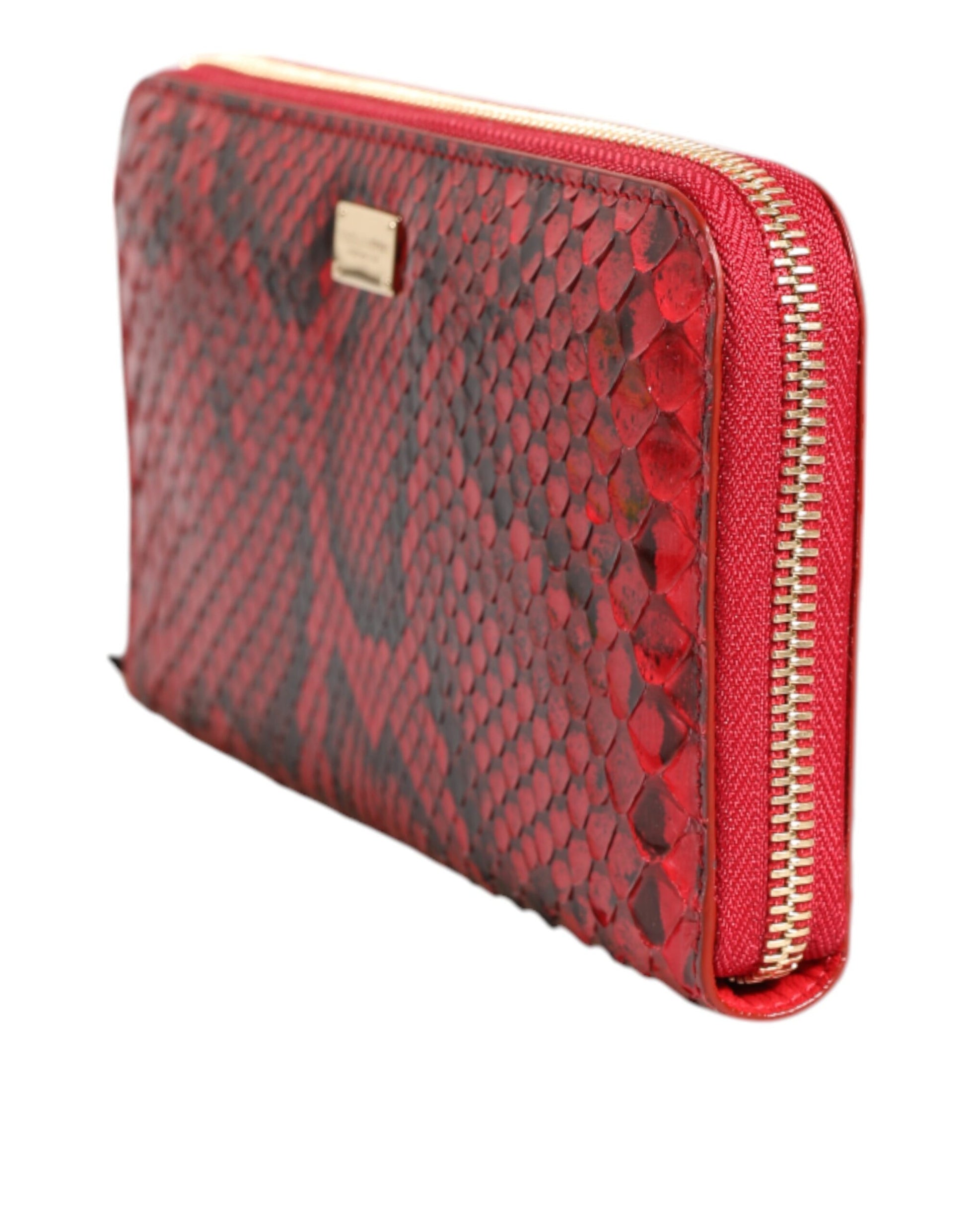 Dolce & Gabbana Red Exotic Leather Zip Around Continental Clutch Wallet Dolce & Gabbana