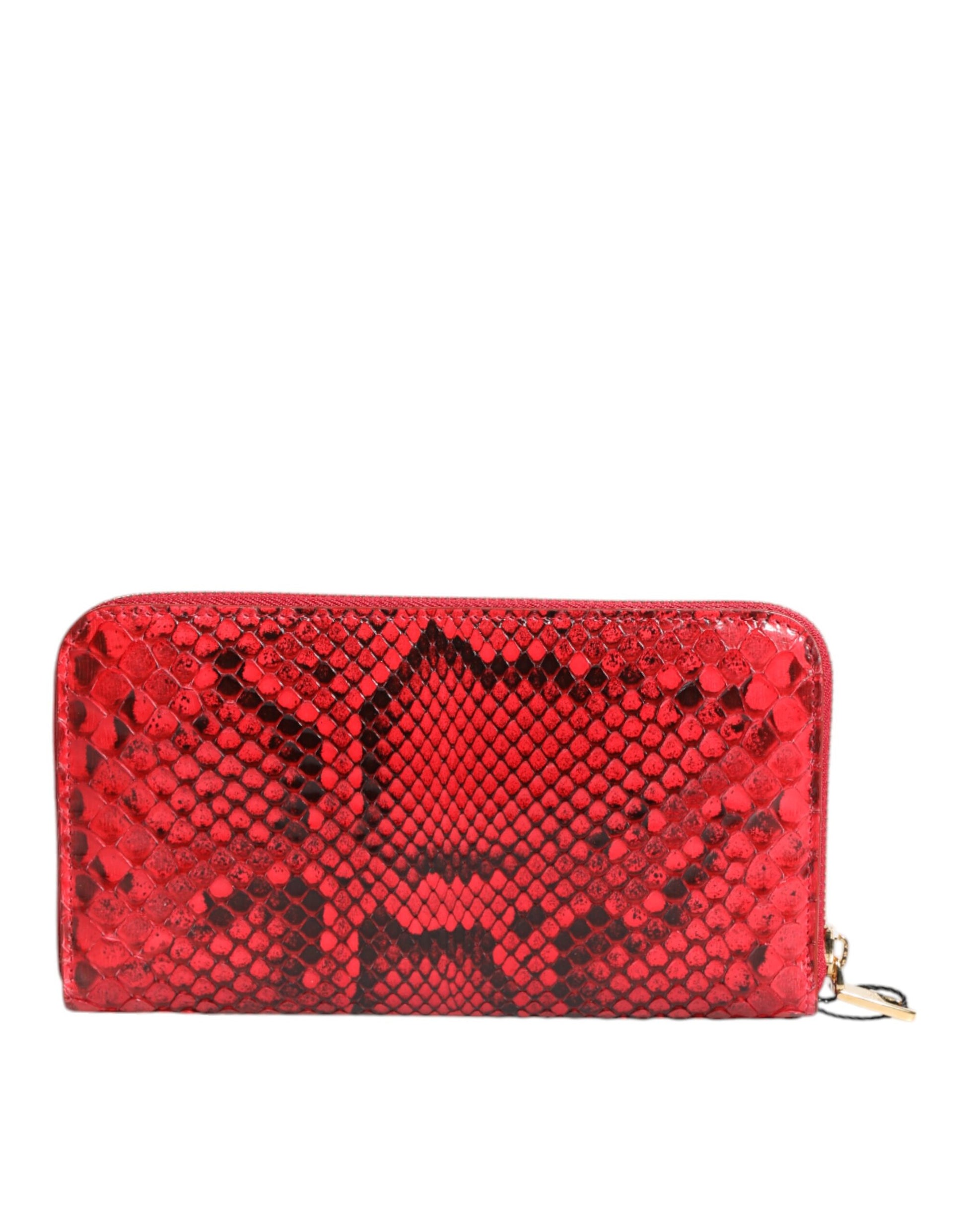 Dolce & Gabbana Red Exotic Leather Zip Around Continental Clutch Wallet Dolce & Gabbana