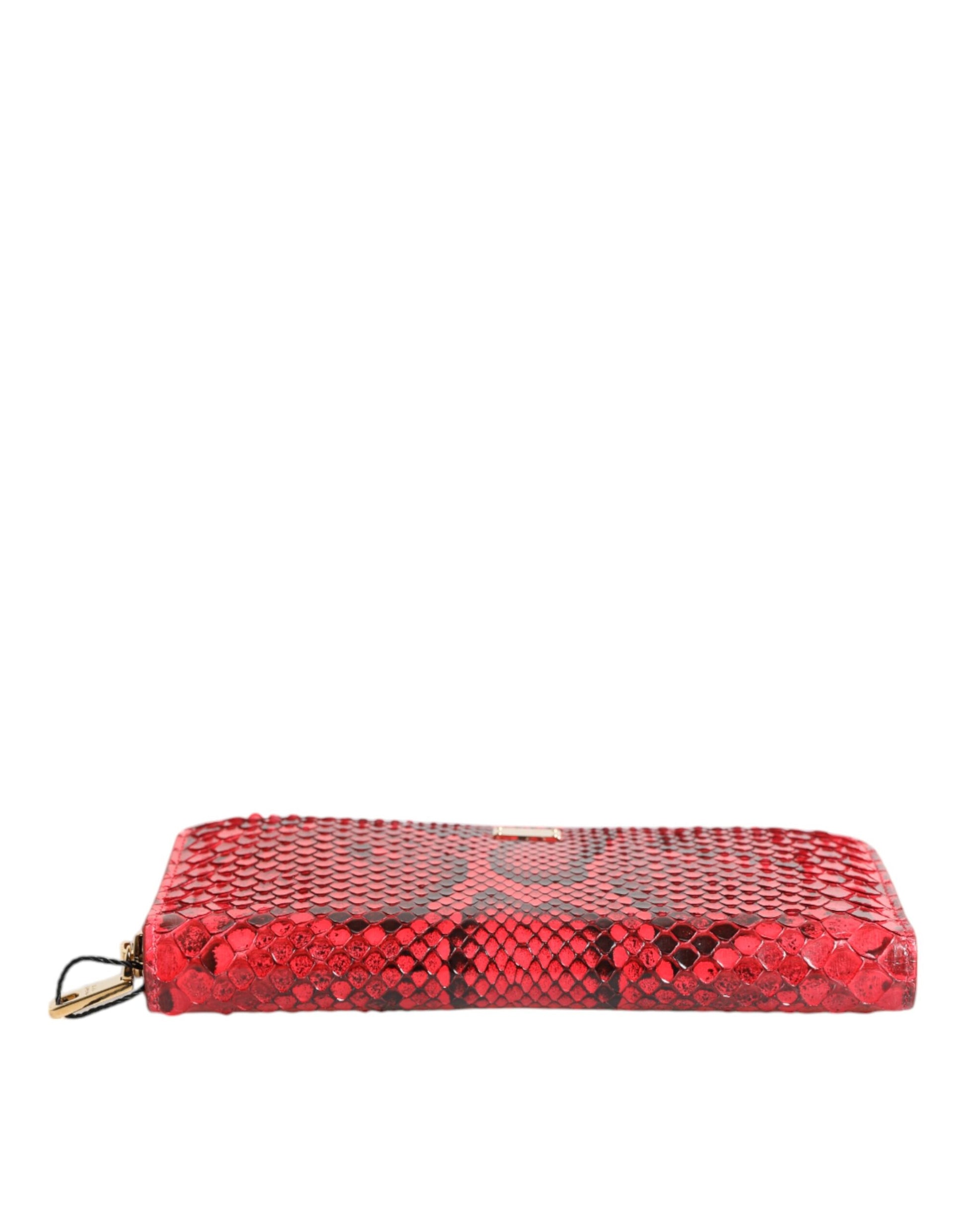Dolce & Gabbana Red Exotic Leather Zip Around Continental Clutch Wallet Dolce & Gabbana