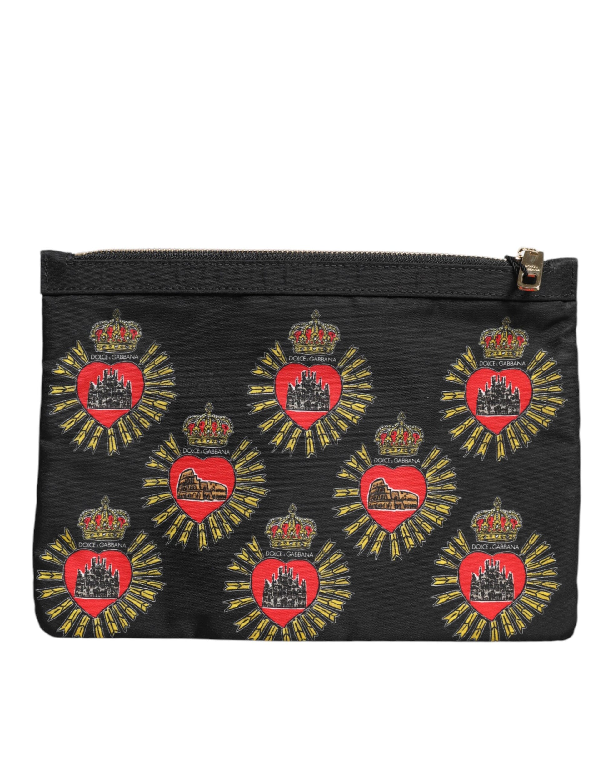 Dolce & Gabbana Black Red Nylon Sacred Heart Clutch Pouch Bag Dolce & Gabbana