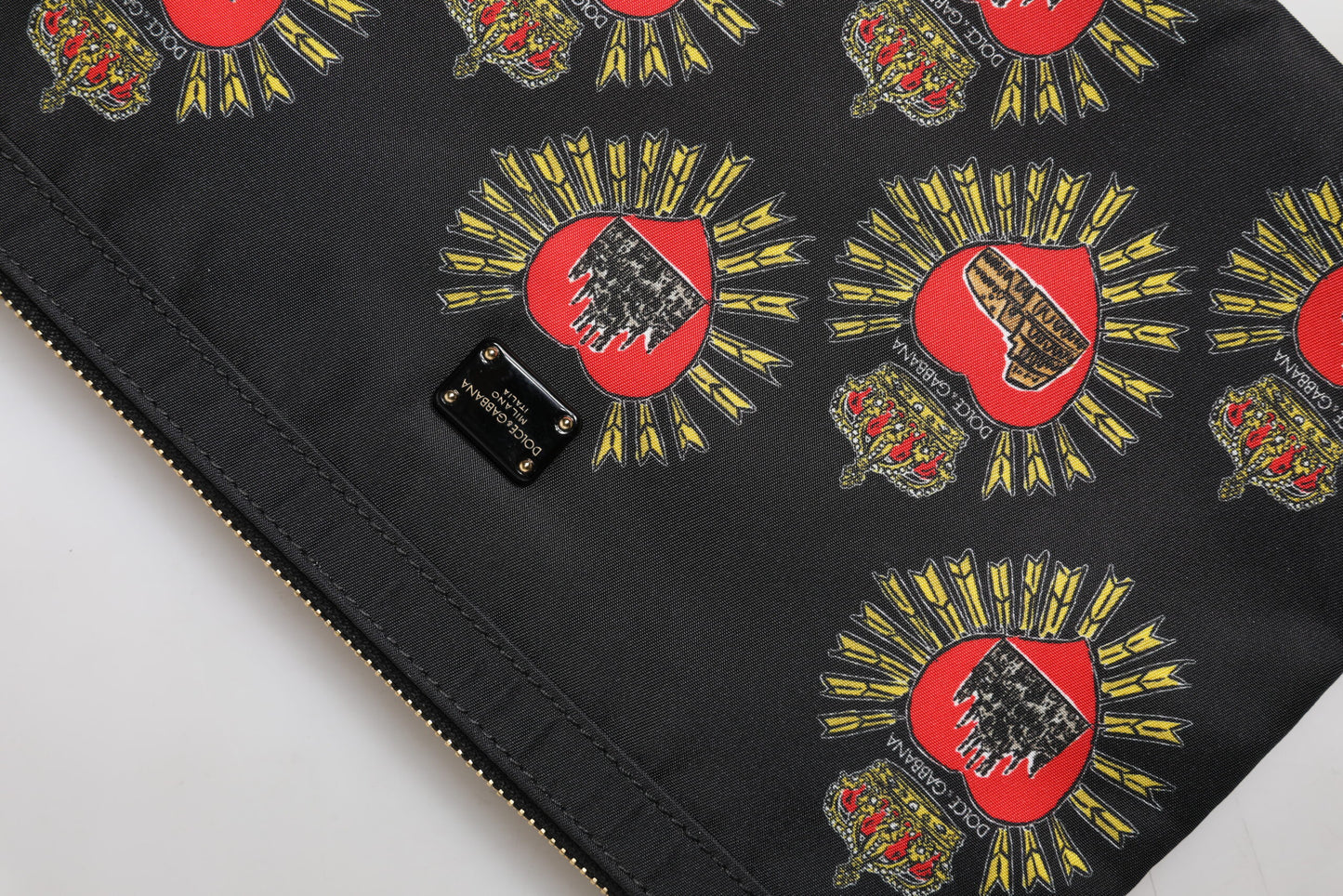 Dolce & Gabbana Black Red Nylon Sacred Heart Clutch Pouch Bag Dolce & Gabbana