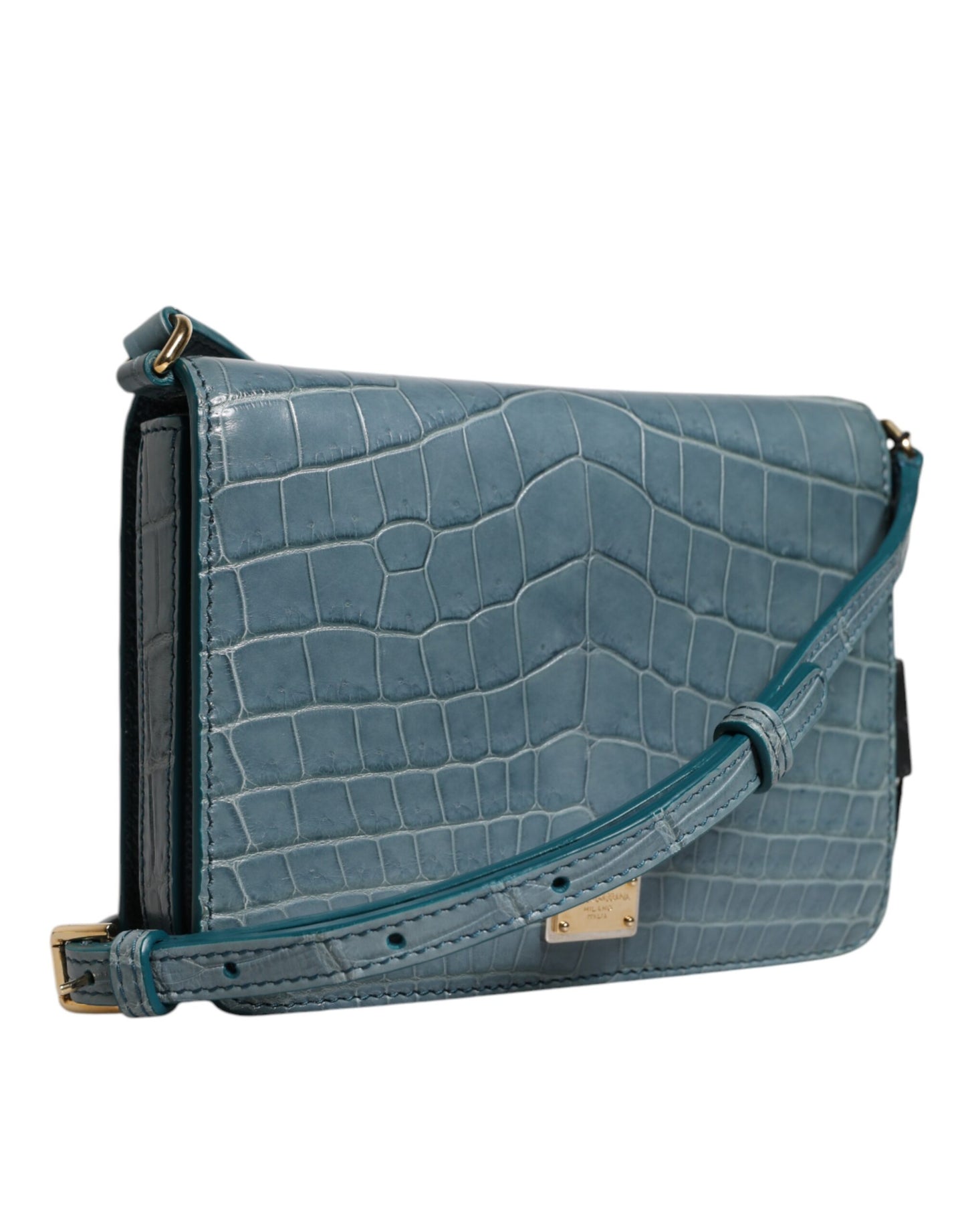 Dolce & Gabbana Green Exotic Leather DG Plaque Crossbody Mini Bag Dolce & Gabbana