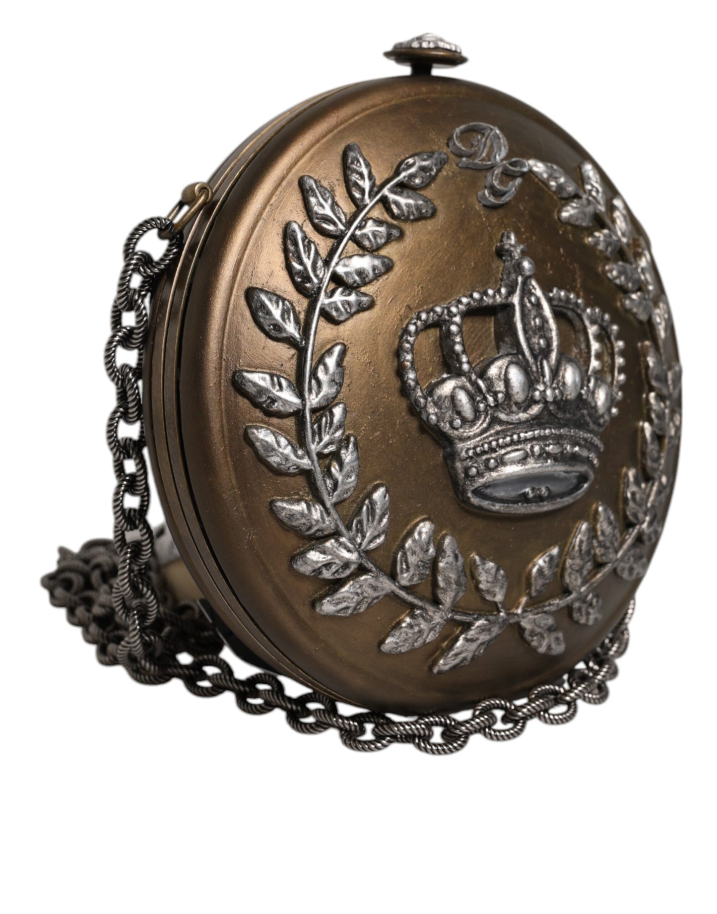 Dolce & Gabbana Gold Brass Metal DG Crown Clutch Crossbody Bag Dolce & Gabbana