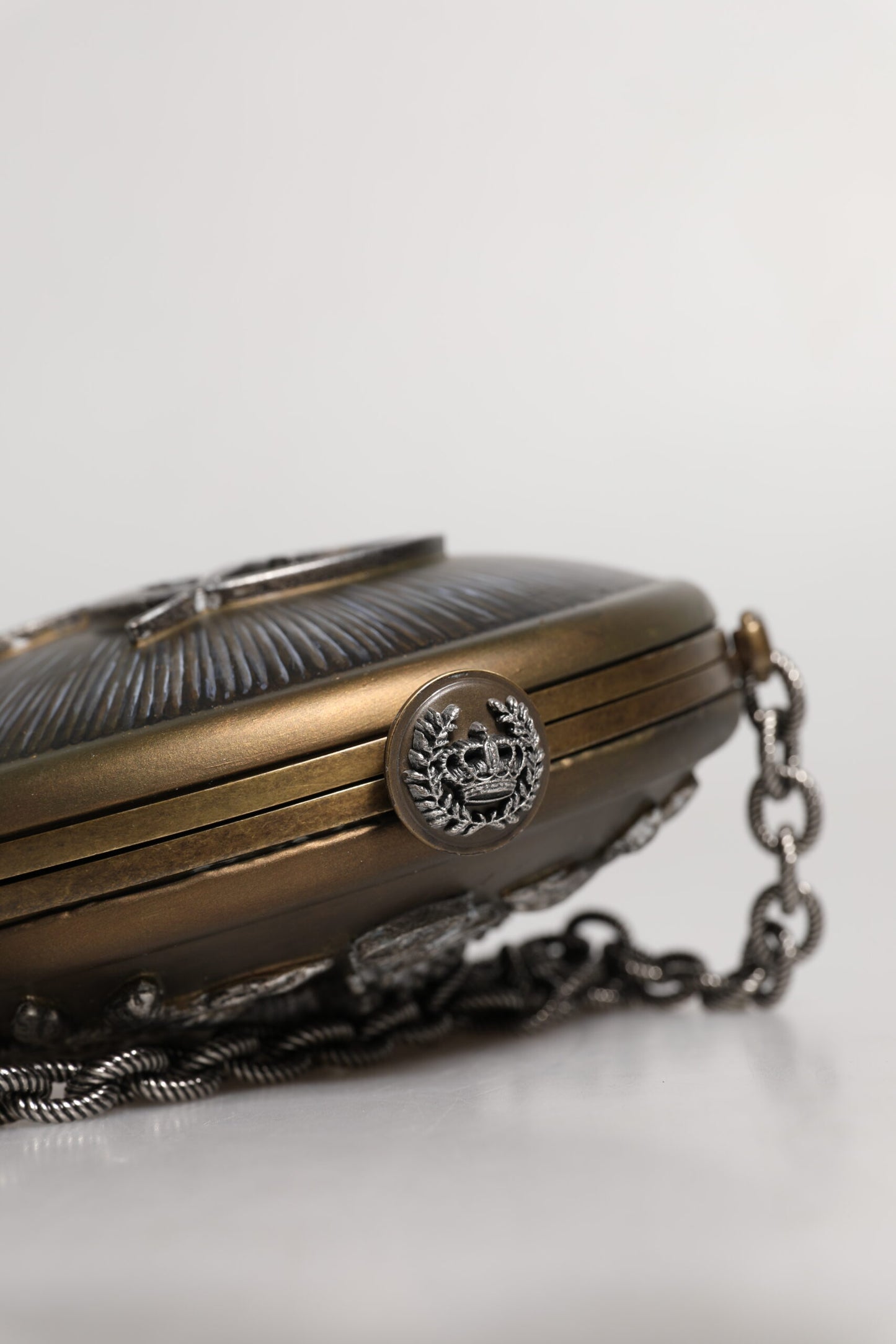 Dolce & Gabbana Gold Brass Metal DG Crown Clutch Crossbody Bag Dolce & Gabbana