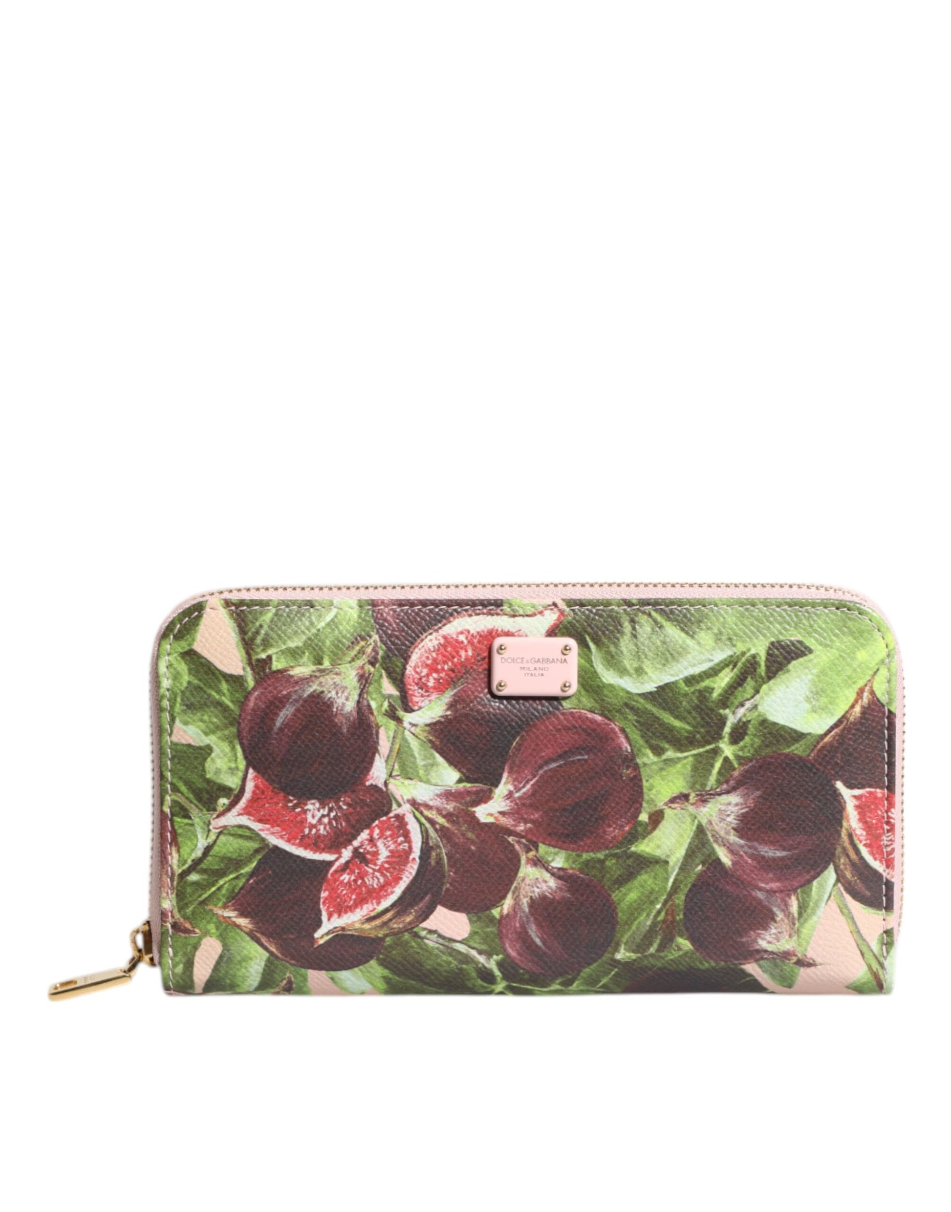 Dolce & Gabbana Multicolor Fig Fruit Dauphine Leather Zip Around Continental Wallet Dolce & Gabbana