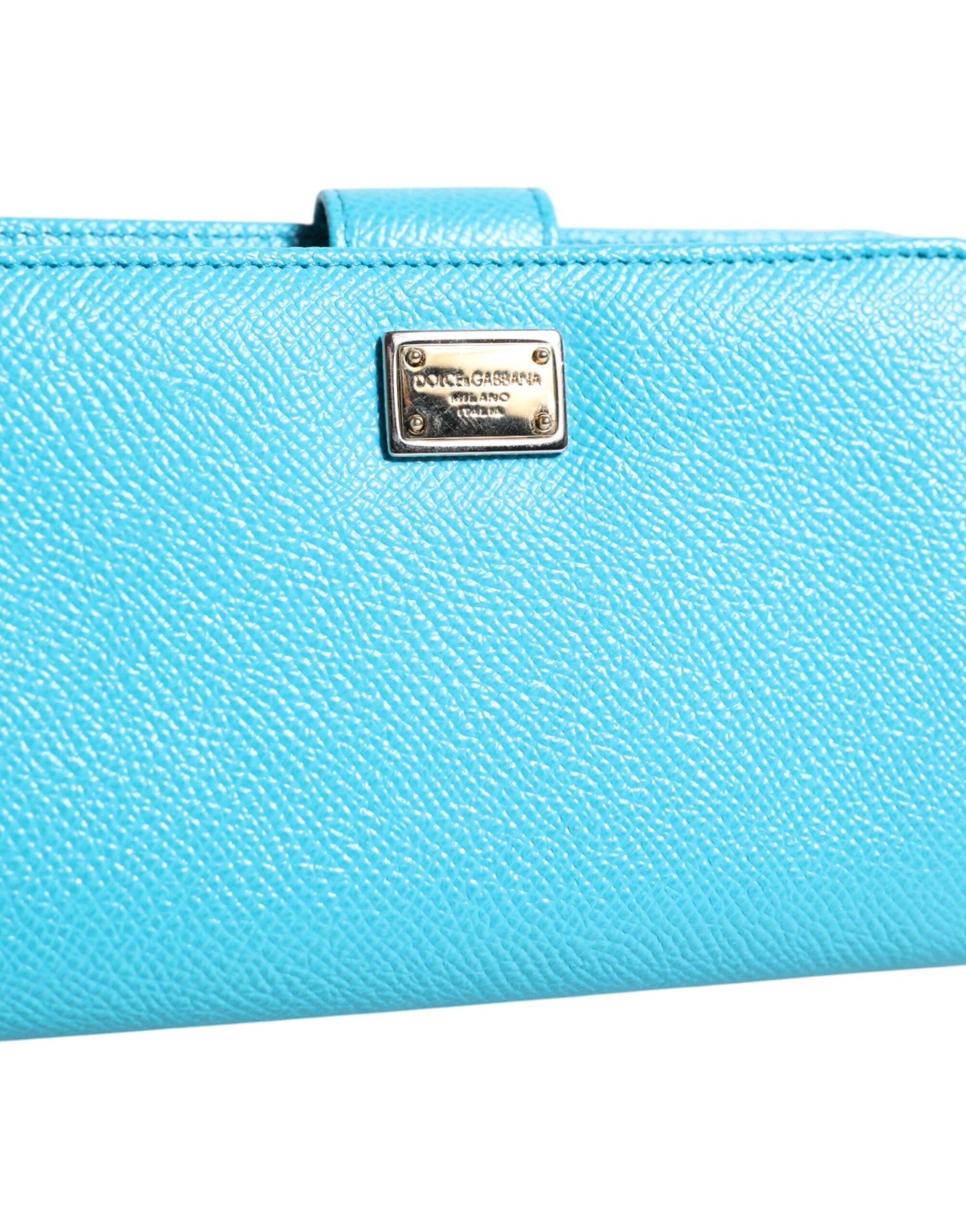 Dolce & Gabbana Light Blue Leather Bifold Continental Clutch Wallet Dolce & Gabbana
