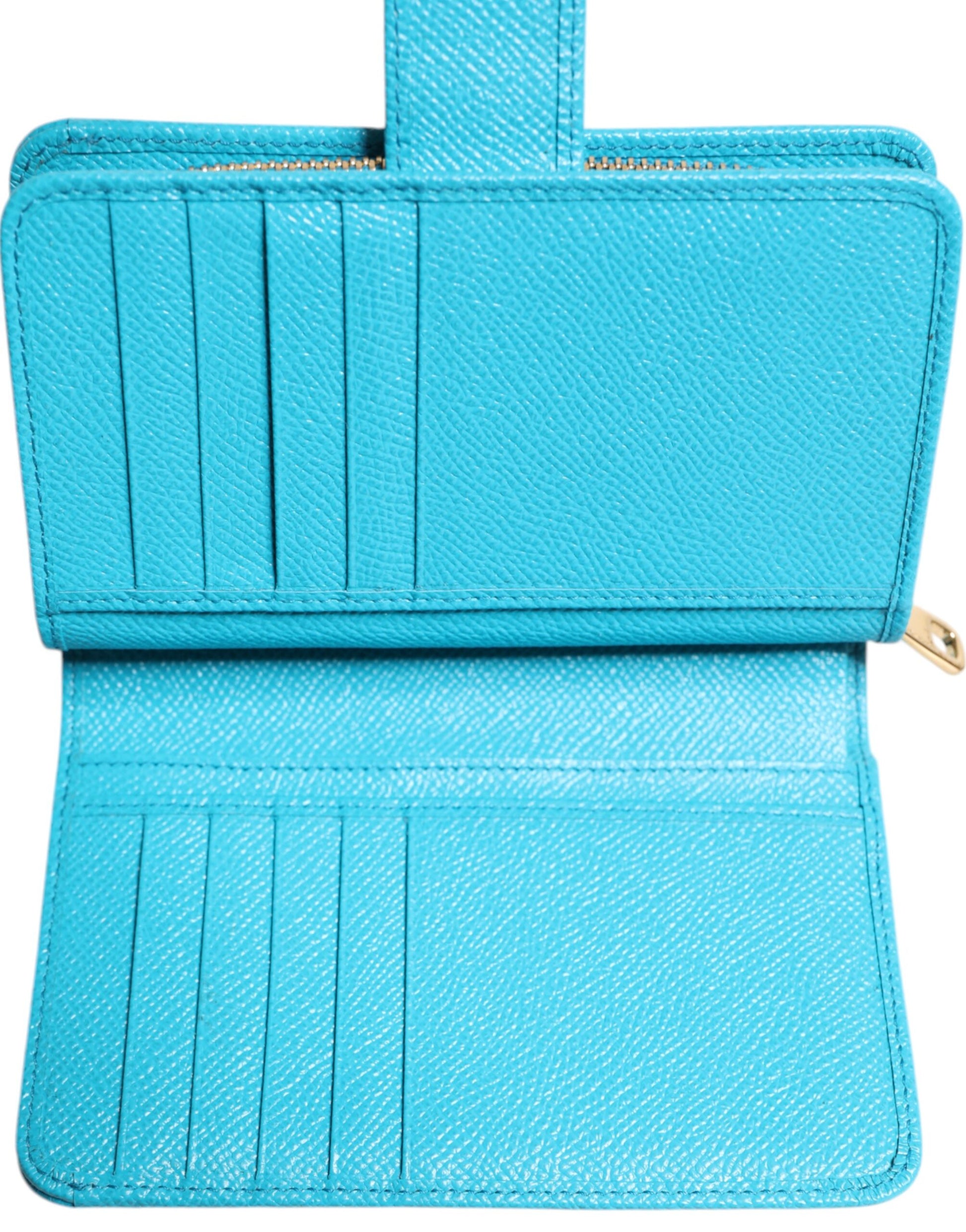 Dolce & Gabbana Light Blue Leather Bifold Continental Clutch Wallet Dolce & Gabbana