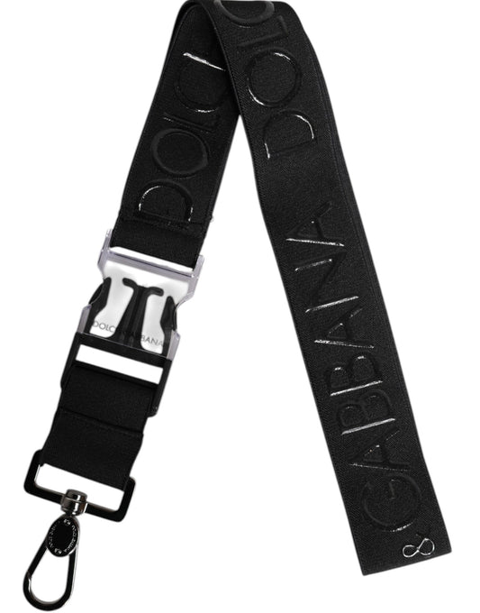 Dolce & Gabbana Black Stretch Polyester Rubberised DG Logo Keychain Dolce & Gabbana