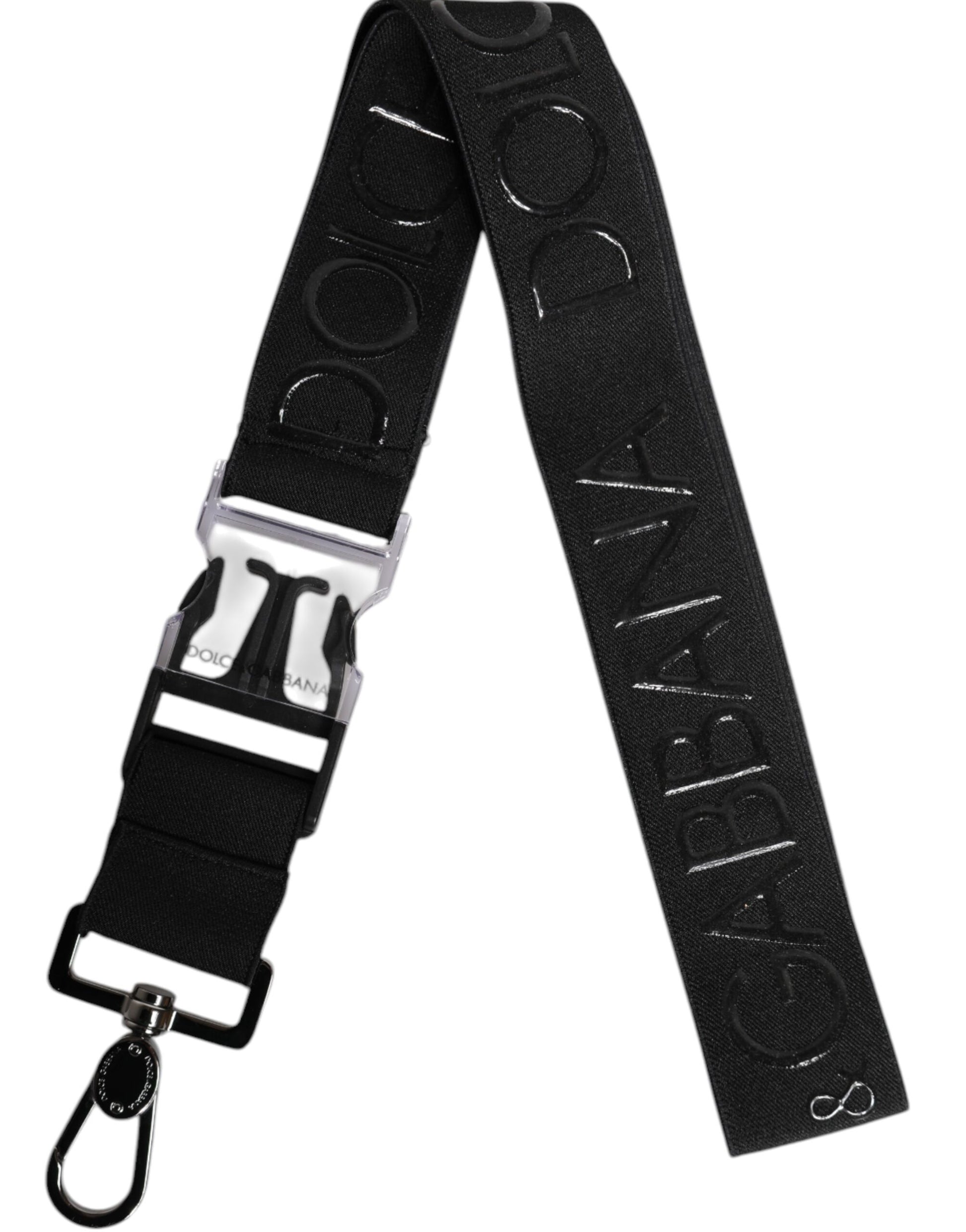 Dolce & Gabbana Black Stretch Polyester Rubberised DG Logo Keychain Dolce & Gabbana