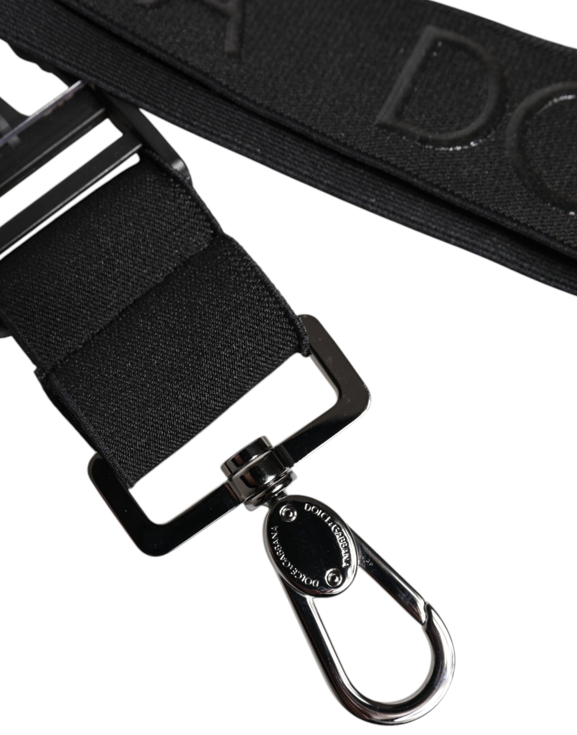 Dolce & Gabbana Black Stretch Polyester Rubberised DG Logo Keychain Dolce & Gabbana