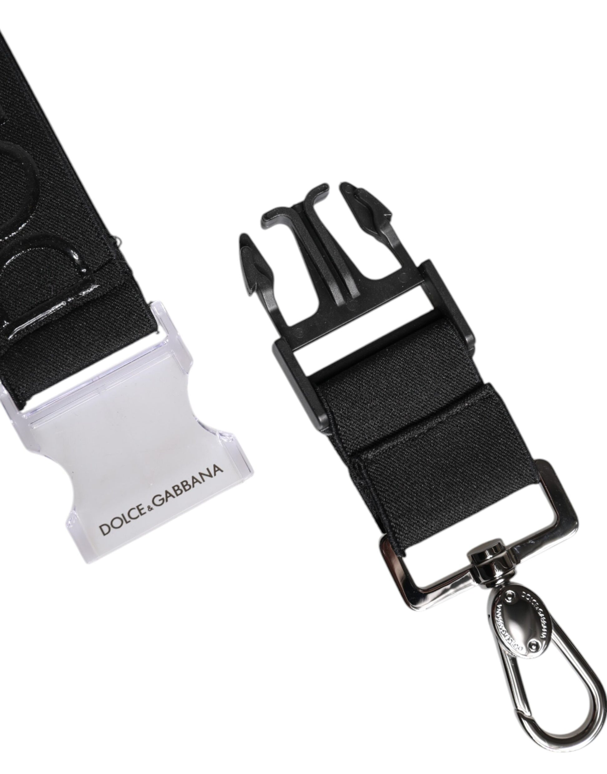 Dolce & Gabbana Black Stretch Polyester Rubberised DG Logo Keychain Dolce & Gabbana