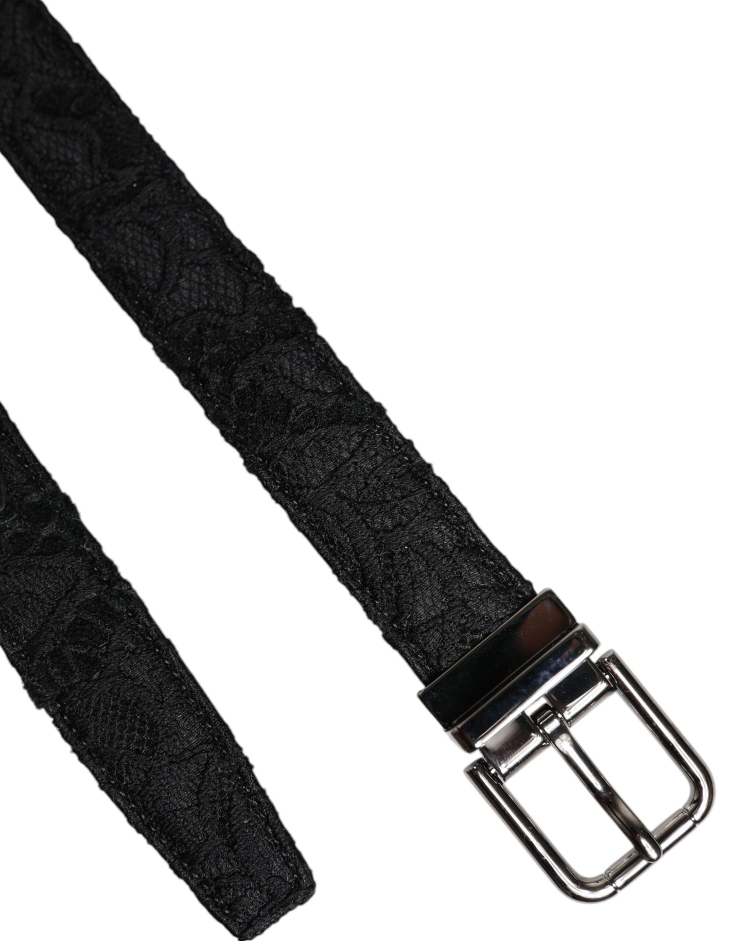 Dolce & Gabbana Black Cotton Blend Silver Metal Buckle Belt Dolce & Gabbana