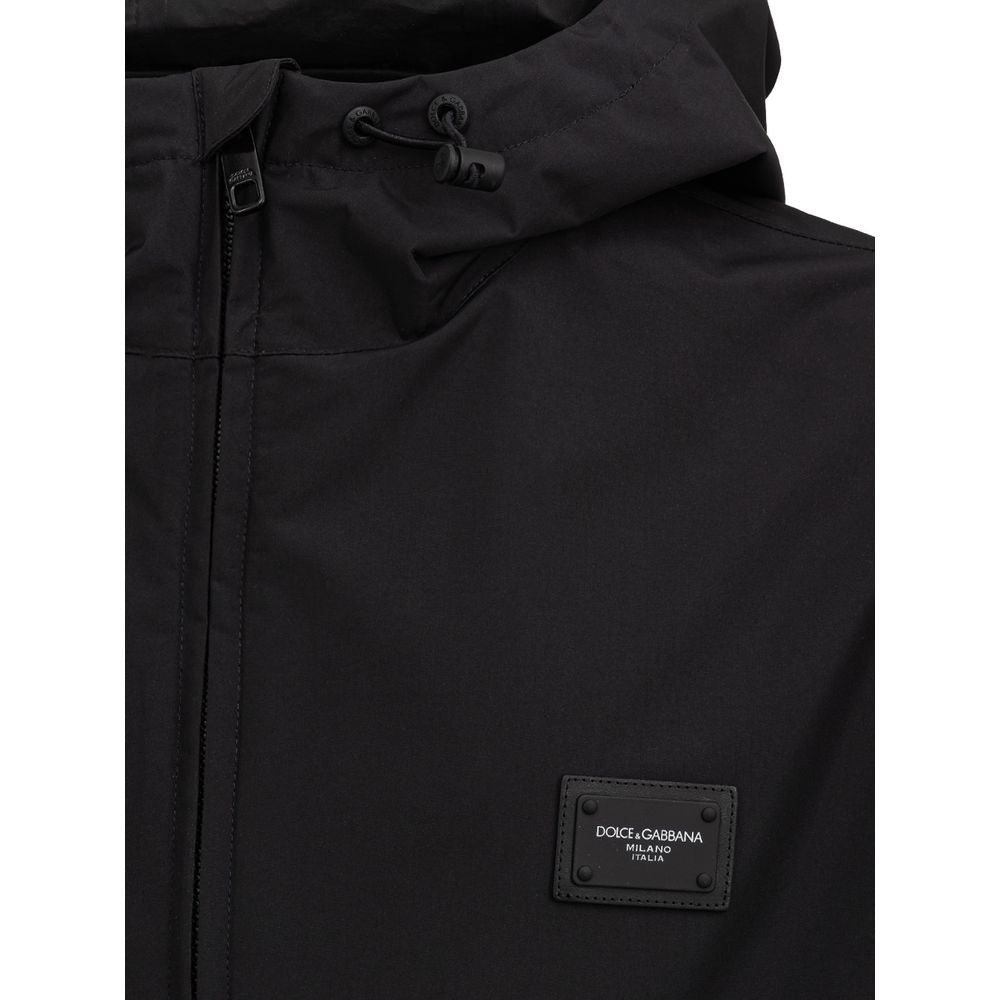 Dolce & Gabbana Black Polyester Jackets & Coat Dolce & Gabbana