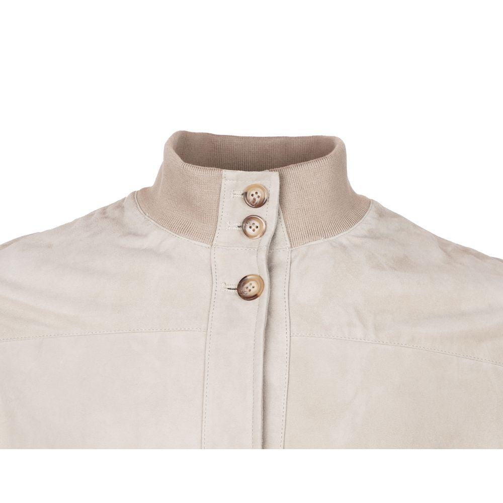 Emilio Romanelli Beige Calfskin Men Jacket Emilio Romanelli