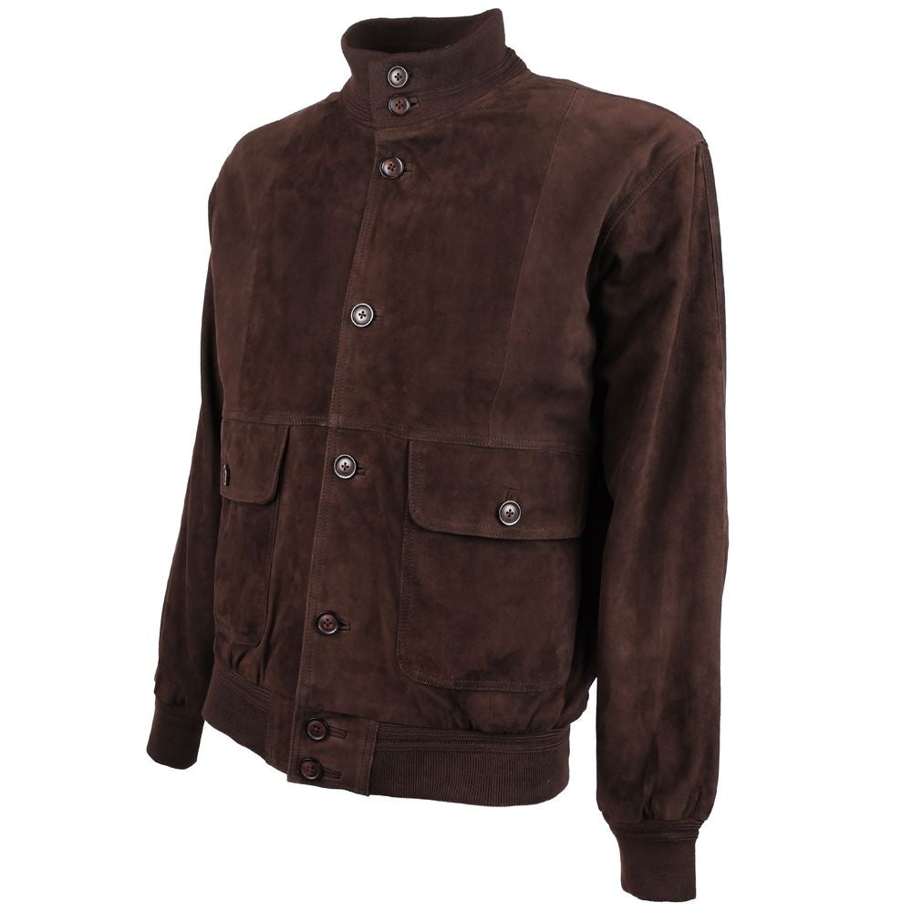 Emilio Romanelli Brown Calfskin Jacket Emilio Romanelli