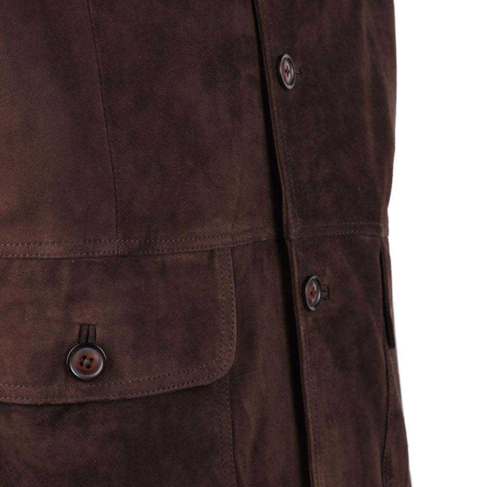 Emilio Romanelli Brown Calfskin Jacket Emilio Romanelli