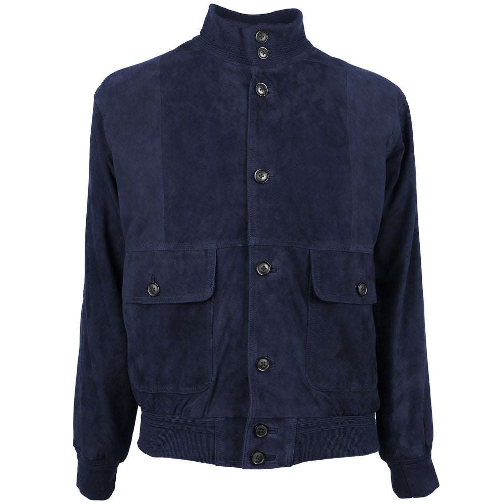 Emilio Romanelli Blue Calfskin Jacket Emilio Romanelli