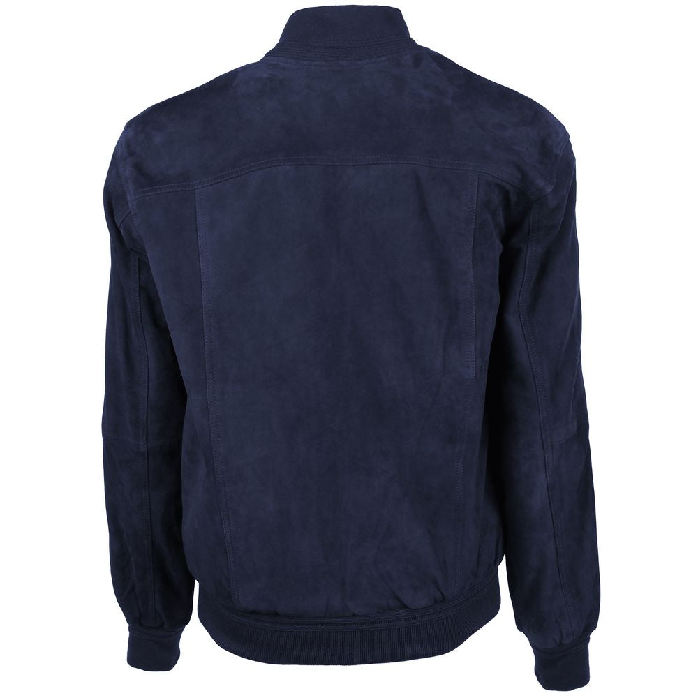 Emilio Romanelli Blue Calfskin Jacket Emilio Romanelli