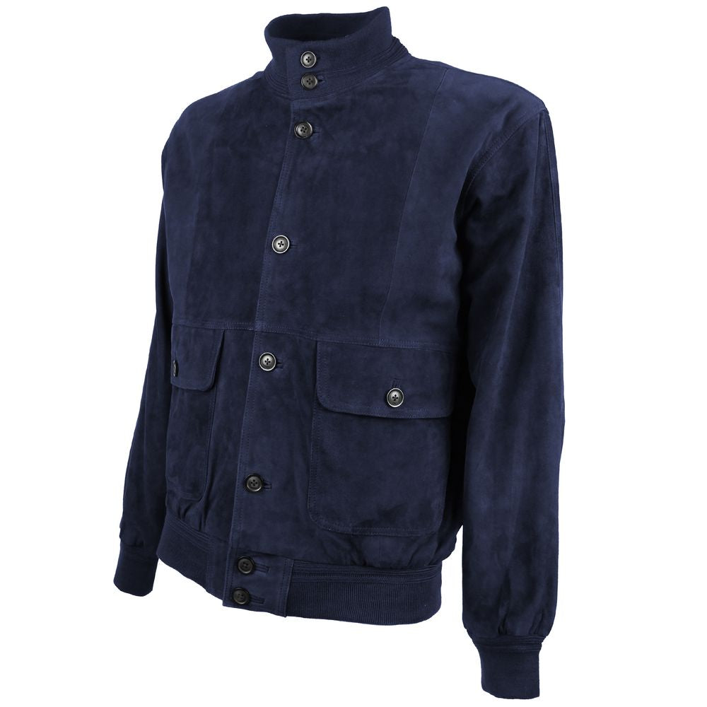 Emilio Romanelli Blue Calfskin Jacket Emilio Romanelli