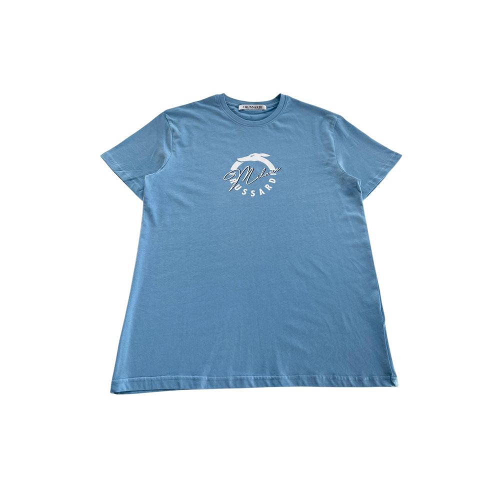 Trussardi Beachwear Light Blue Cotton Men T-Shirt Trussardi Beachwear